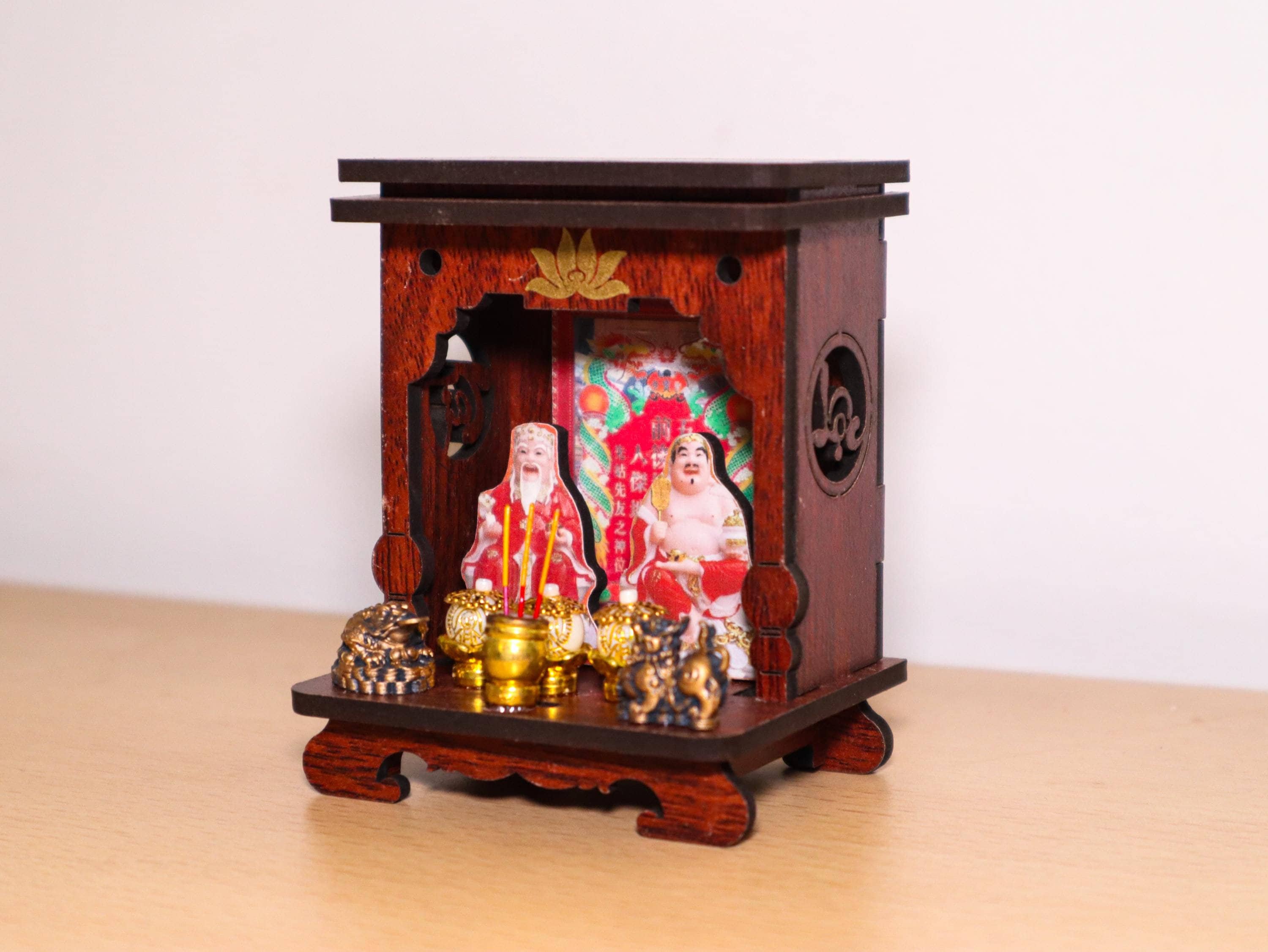 Miniature Vietnamese Altar of Earth and Wealth God: Collectible Lucky Decor