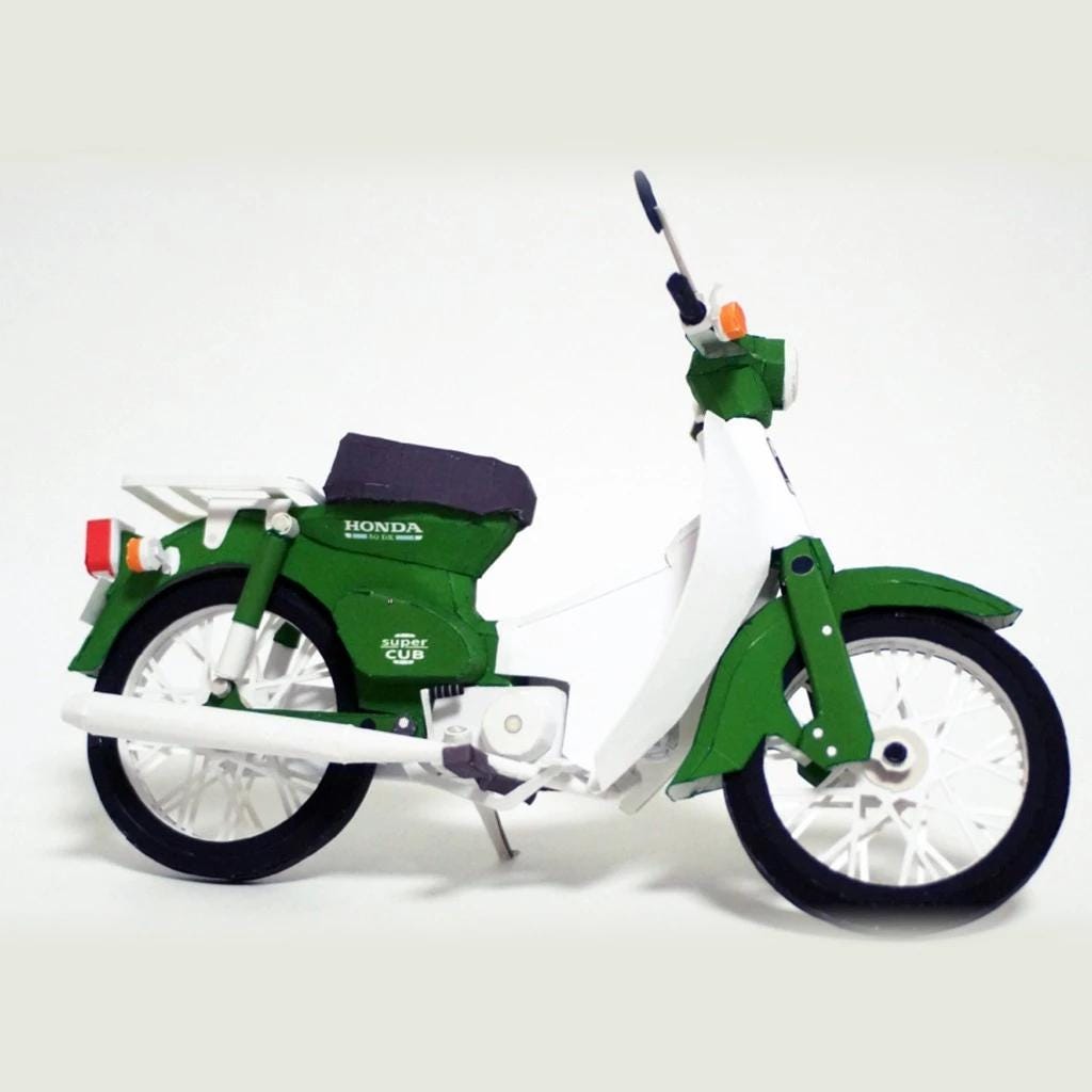 Honda Super Cub C50 DX-S Paper Model Kit: Miniature Diorama (DIY)