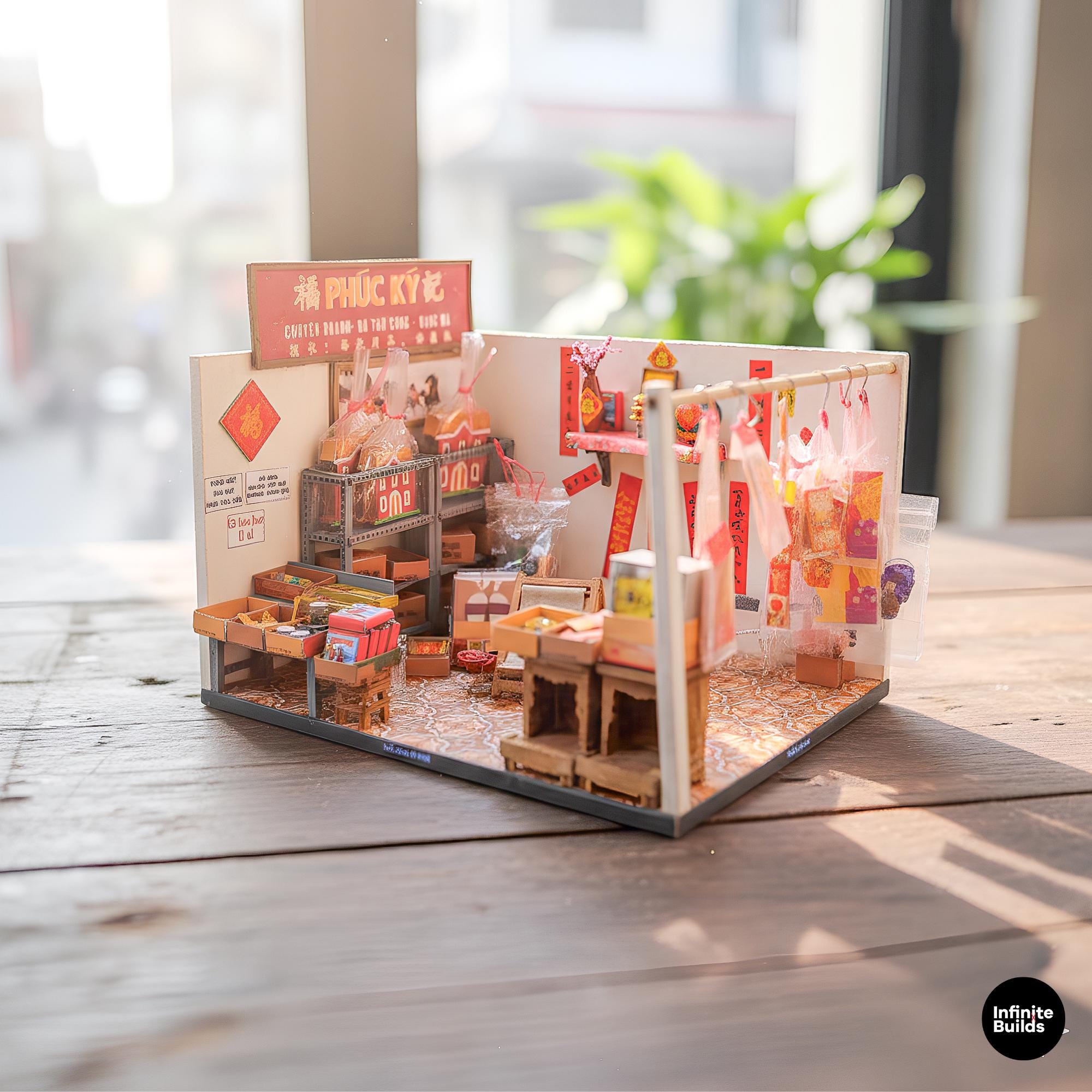Vietnamese Spirit Money Store Miniature Diorama | Old Saigon Joss Paper Shop | Handmade Vietnam | 1:12 Scale DIY Kit