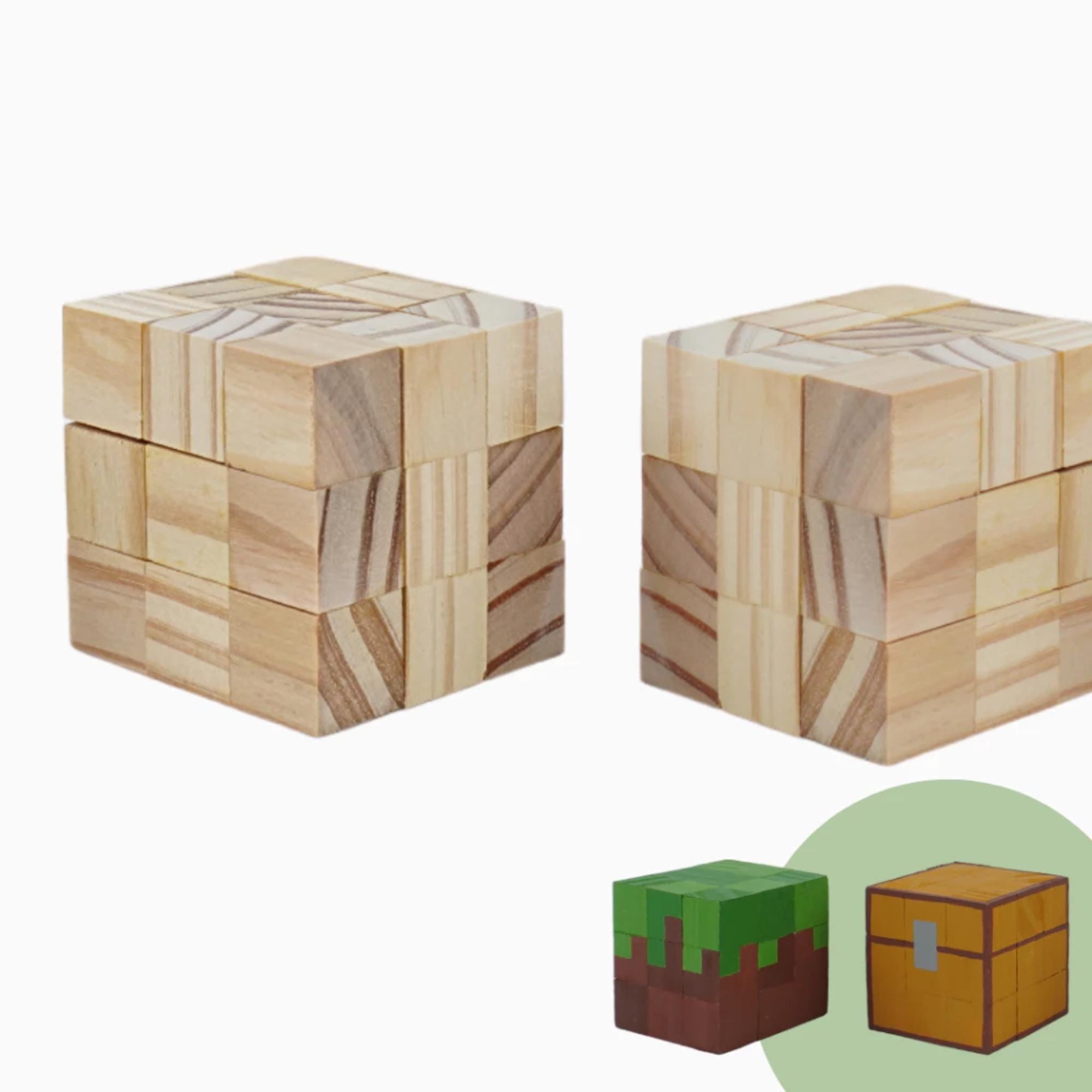DIY Wooden Chest & Grass Block Painting Kit: Pixel Art Gamer Gift