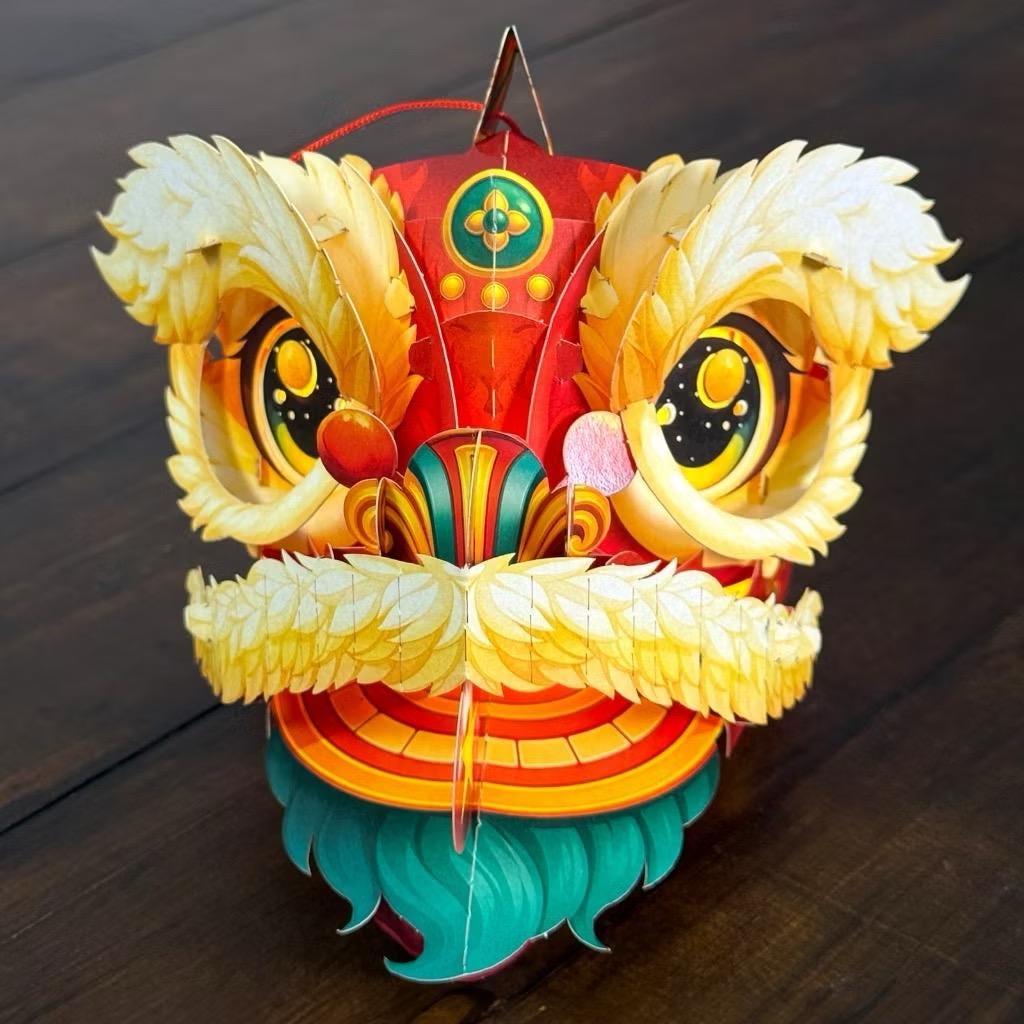 Vietnamese Lion Dance Lantern: Mid-Autumn Festival LED Decor