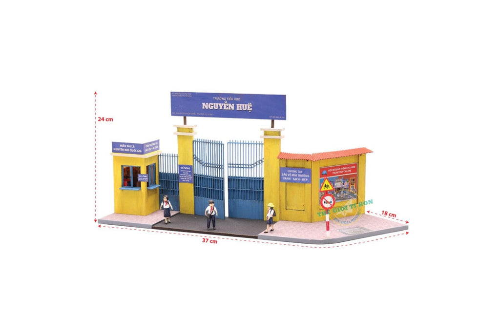Miniature Vietnamese School Gate DIY Kit: Collectible Diorama