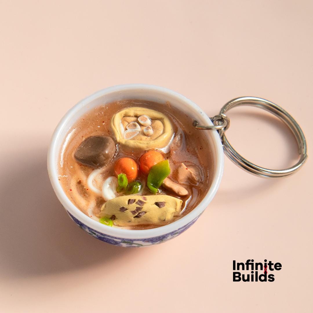 Bun Bo Hue Noodle Soup Keychain: Vietnamese Miniature Food Charm