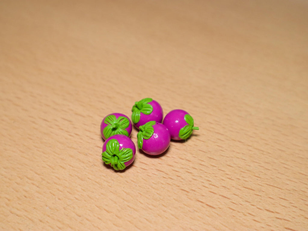 Miniature Mangosteen | Set of 2 | Clay Mini Food | Handmade Tiny Fruit | Asian Fruit | Clay Art | Viet Mangosteen | Cute Food | Cute Mini