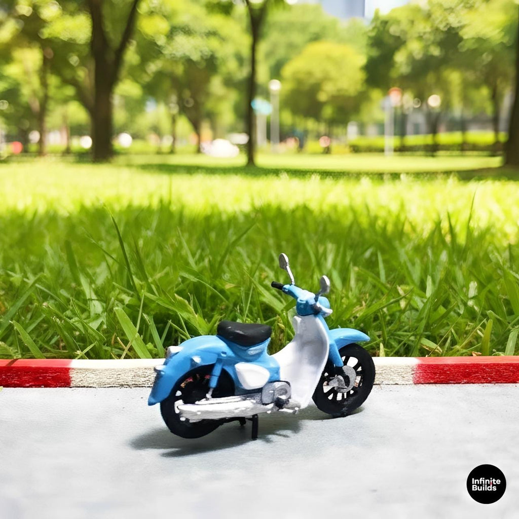 Honda Cub 1:64 Scale Mini Scooter | 12K Resin 3D Printed Motorcycle | High Detail Collectible Diorama Model