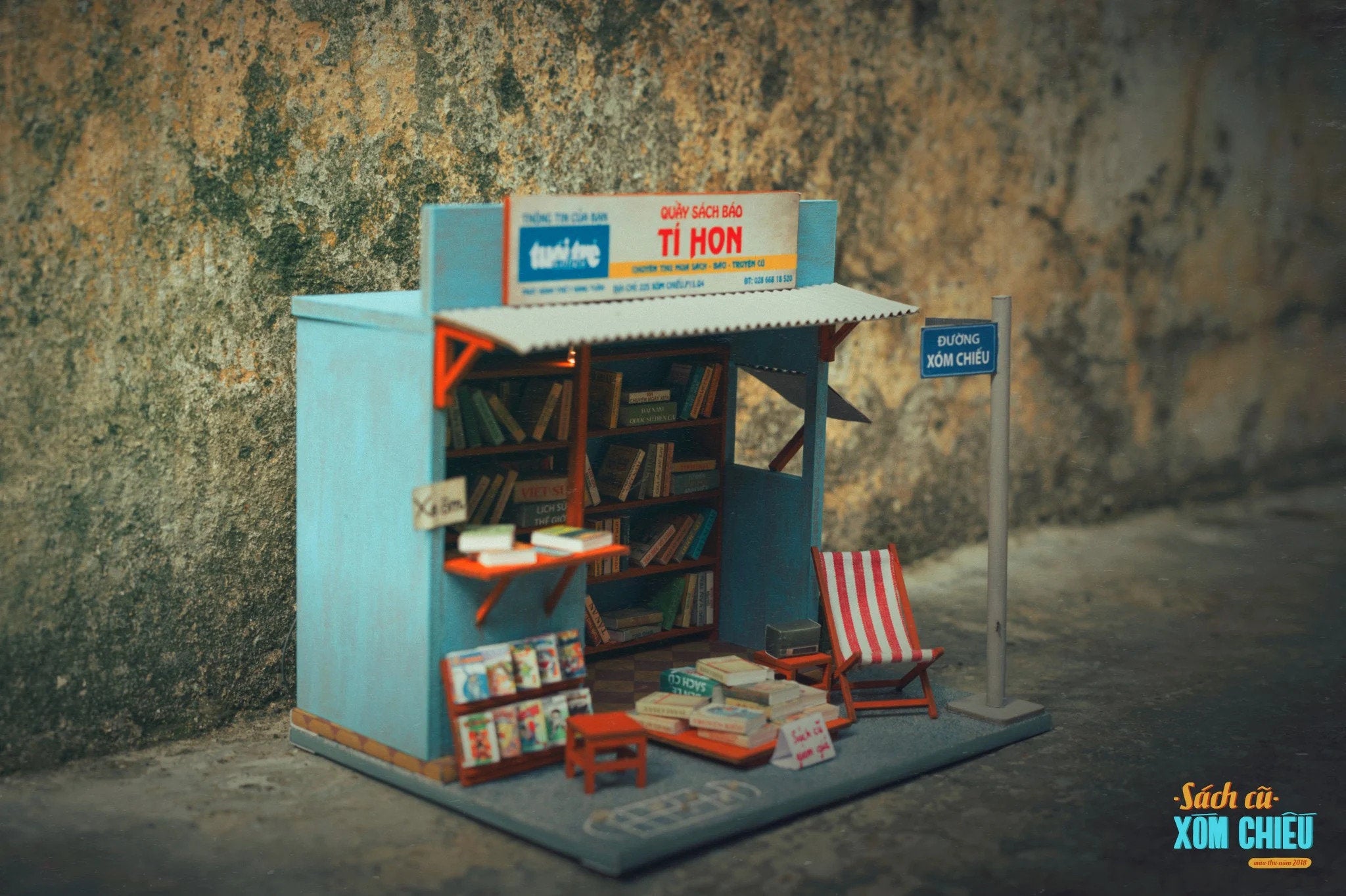 Vintage Vietnam Bookshop DIY Kit | 3D Wooden Puzzle | Travel Souvenir | Vietnam Collectible Set