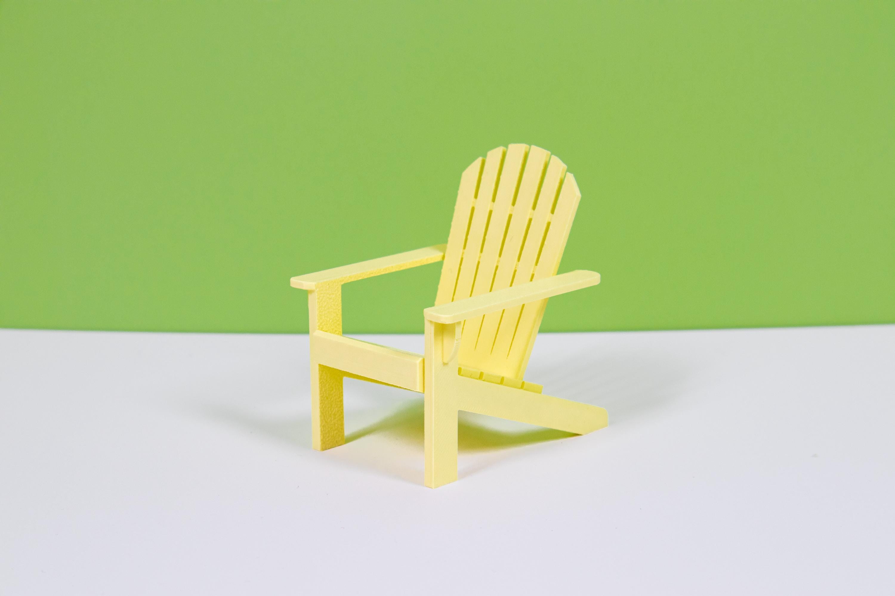 Adirondack Outdoor Chair and Table | Miniature | Dollhouse | 1:12 Scale | Pastel Pop Colors | Desktop Decor