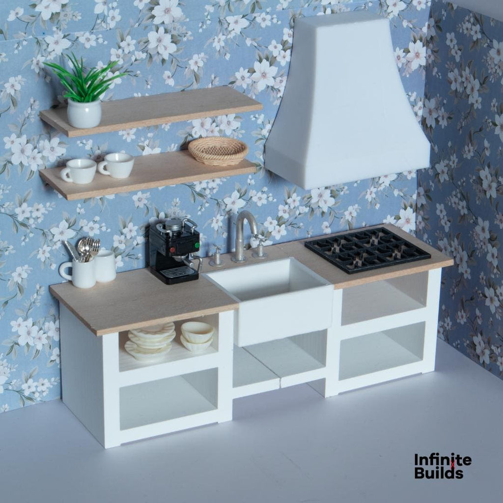 Modern Miniature Kitchen Set | Dollhouse Kitchen | 1:12 Scale