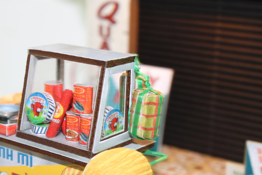 Combo Banh Mi Cart DIY Kit + Print Shop | 3D Wooden Puzzle | Travel Souvenir | Vietnam Collectible Set