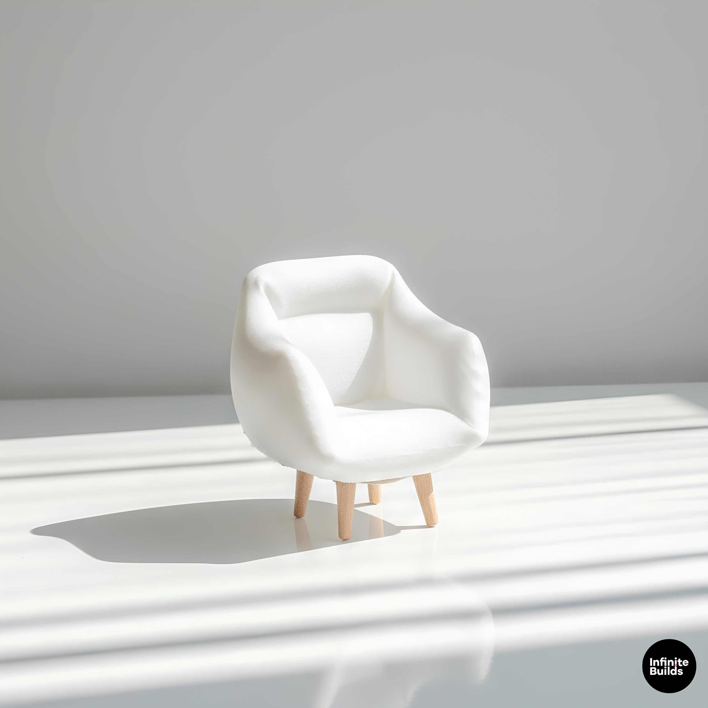 Mini Modern Sofa Chair | 1:12 Dollhouse Furniture | 3D Printed Lounge Chair | Minimal Dollhouse Decor | Gift for Collectors