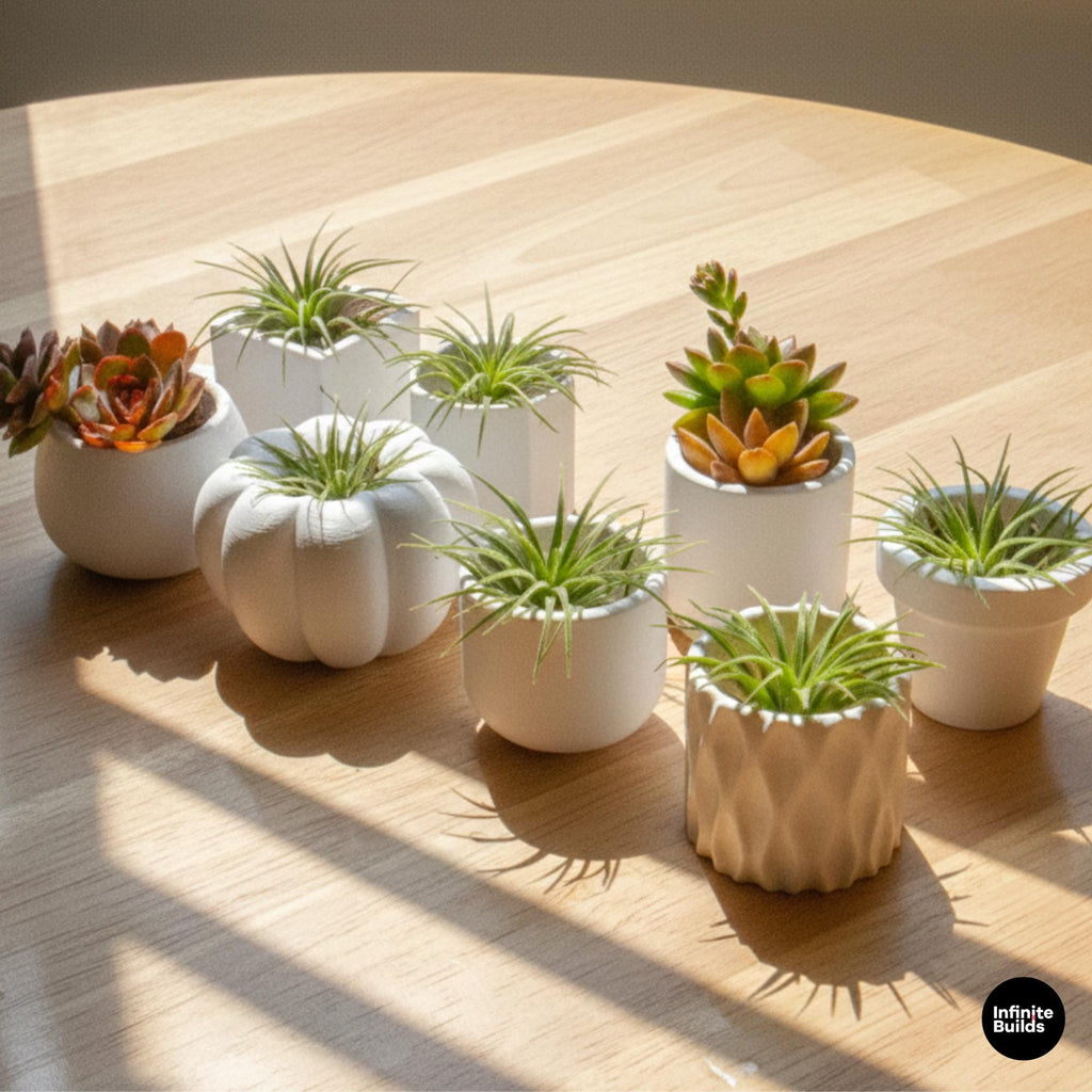 Wavy 3D Printed Plant Pot | Modern Ripple Planter 2.4–3 Inches | Minimalist Desk Decor | Air Plant Pot