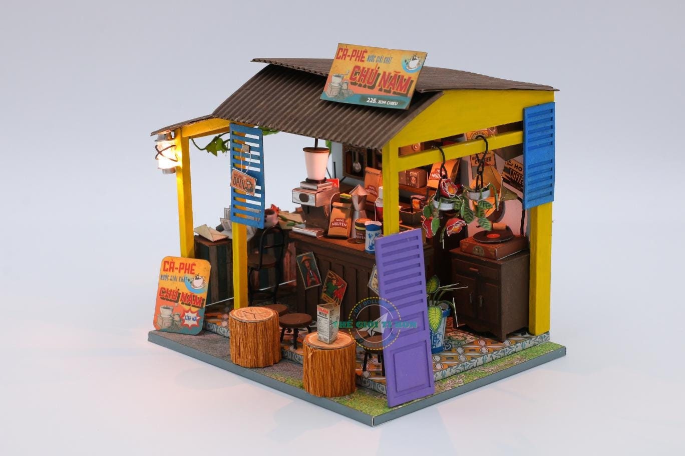 Miniature Vietnam Coffee Shop DIY Kit: Vintage Cultural Decor