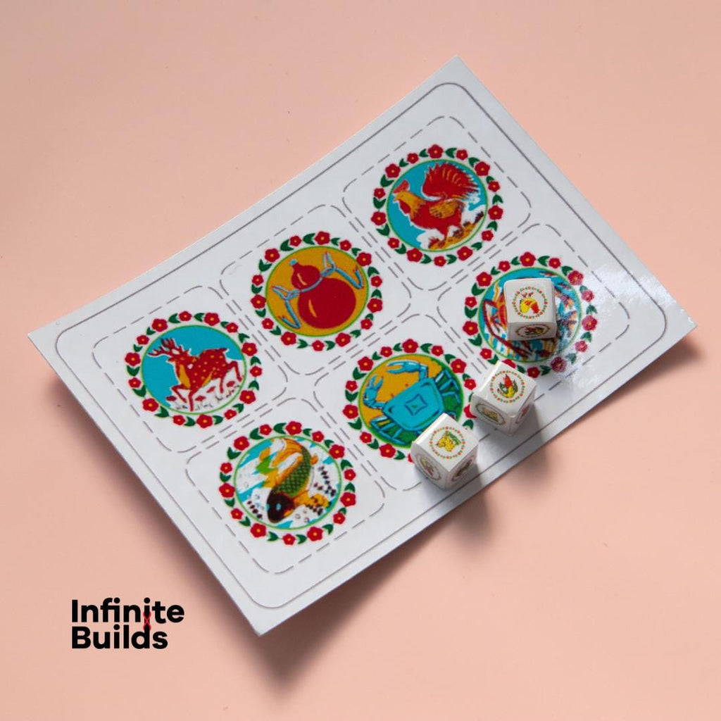 Mini Vietnamese Bầu Cua Cá Ngựa Game Set: Lunar New Year Gift