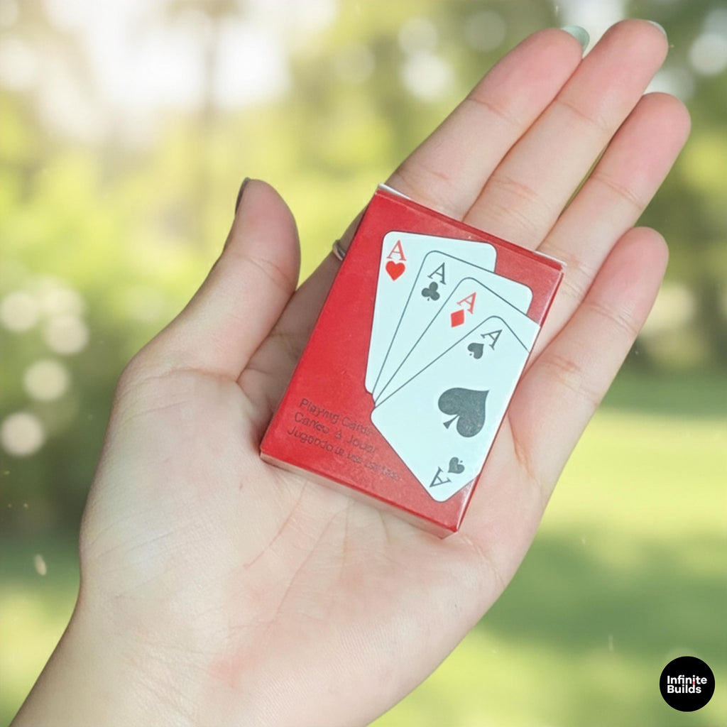 Mini Playing Cards Deck 5x4.5cm | Handmade Vietnamese Miniature | Dollhouse Accessory | Tiny Poker Deck for Diorama or Collectors