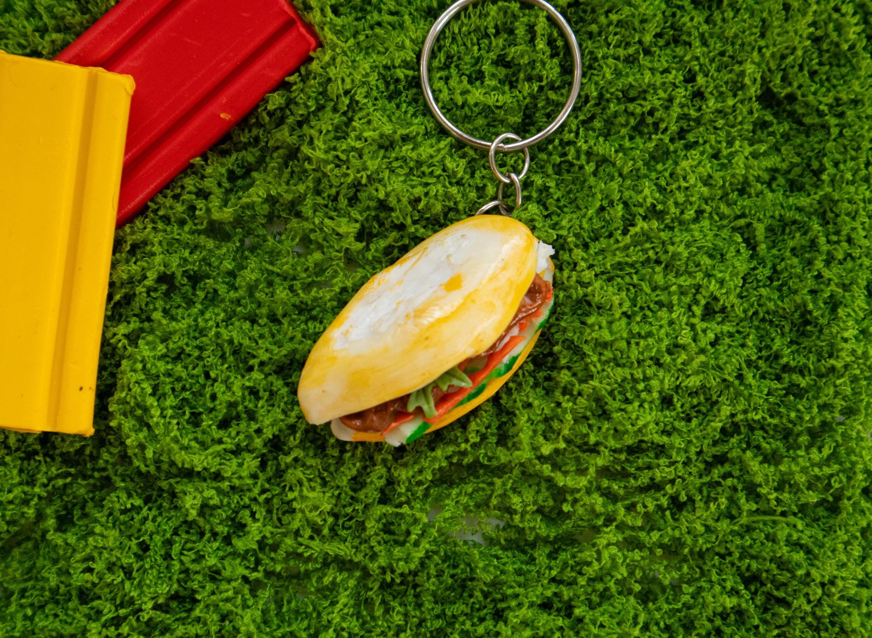 Mini Banh Mi Keychain: Handmade Polymer Clay Vietnamese Sandwich