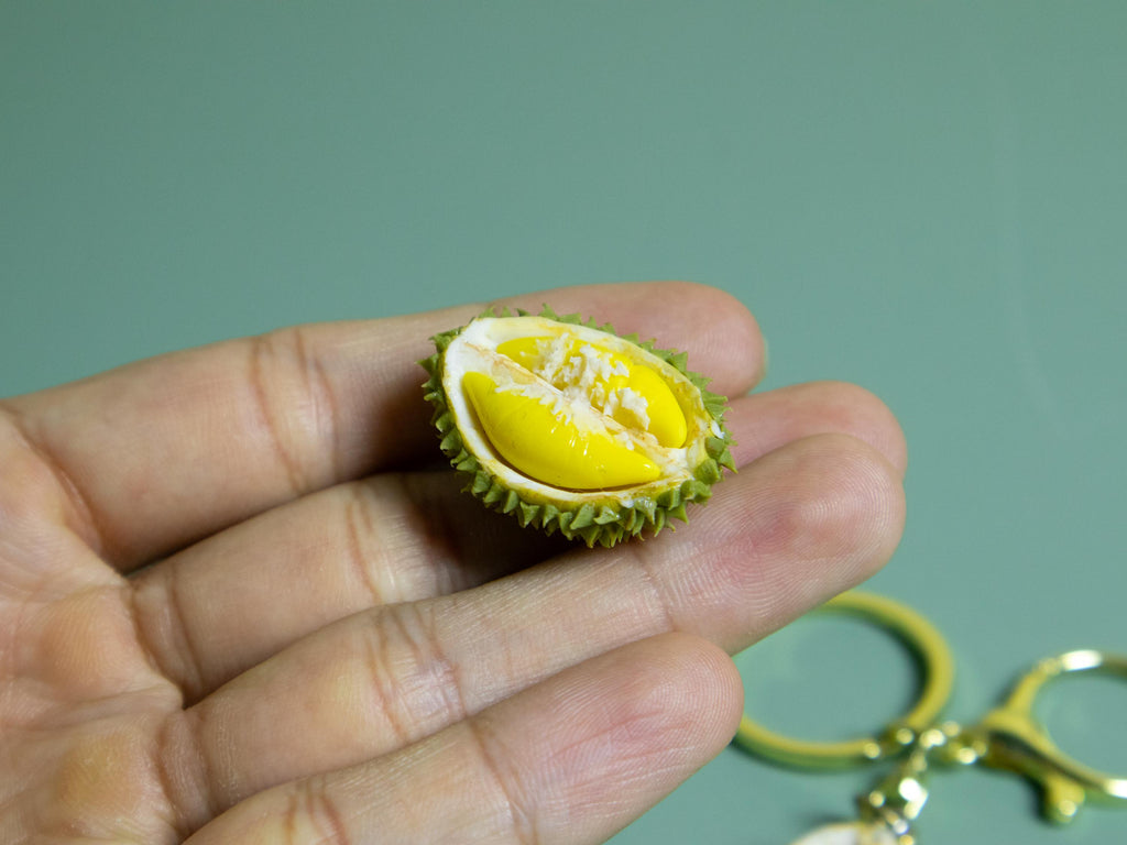 Polymer Clay Durian Miniature: Southeast Asian Fruit Keychain or Dollhouse Prop