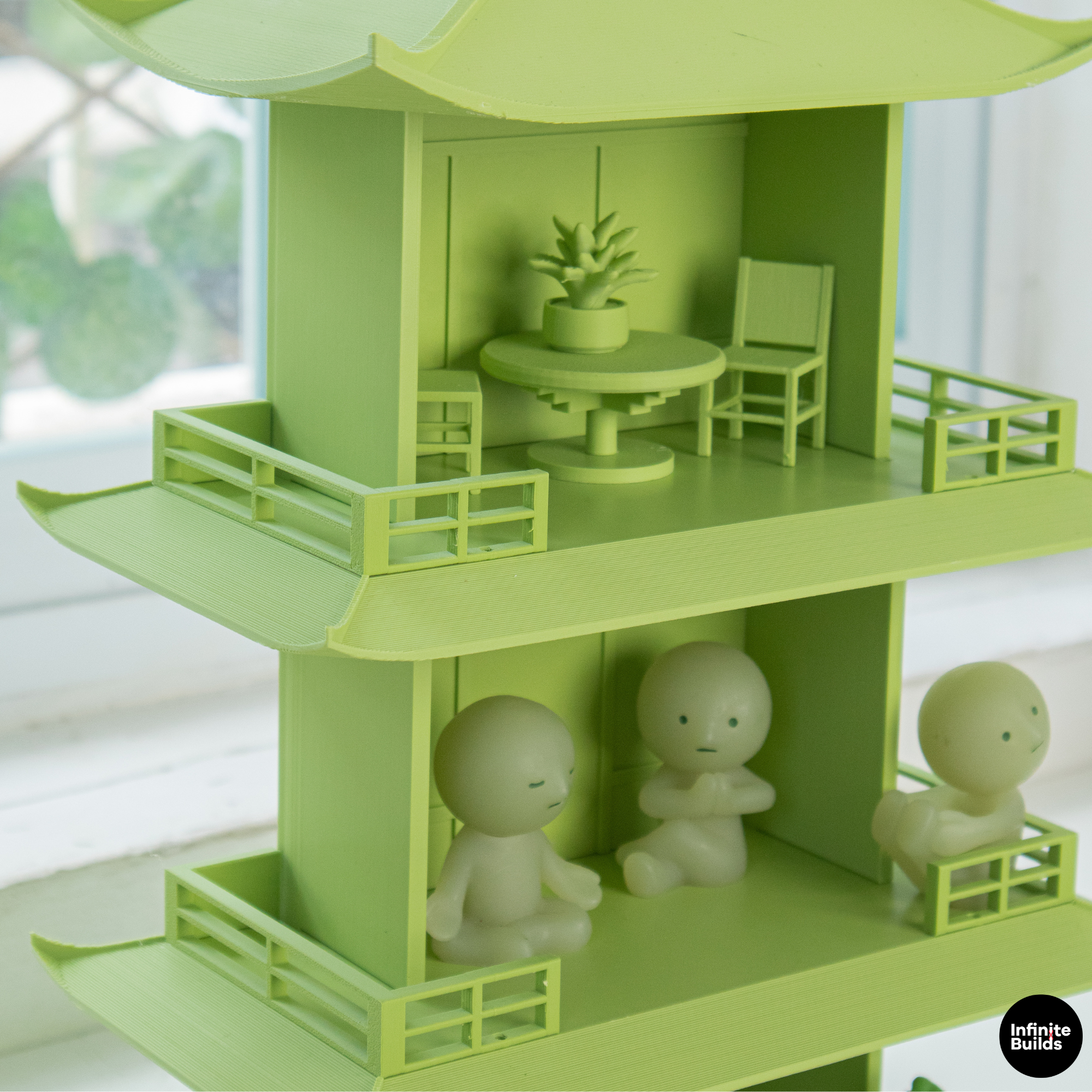 Smiski Tea House Shelf | Mini Japanese Pagoda Display | Dollhouse Decor | Desk Shelf for Mini Figures | Gift for Collectors