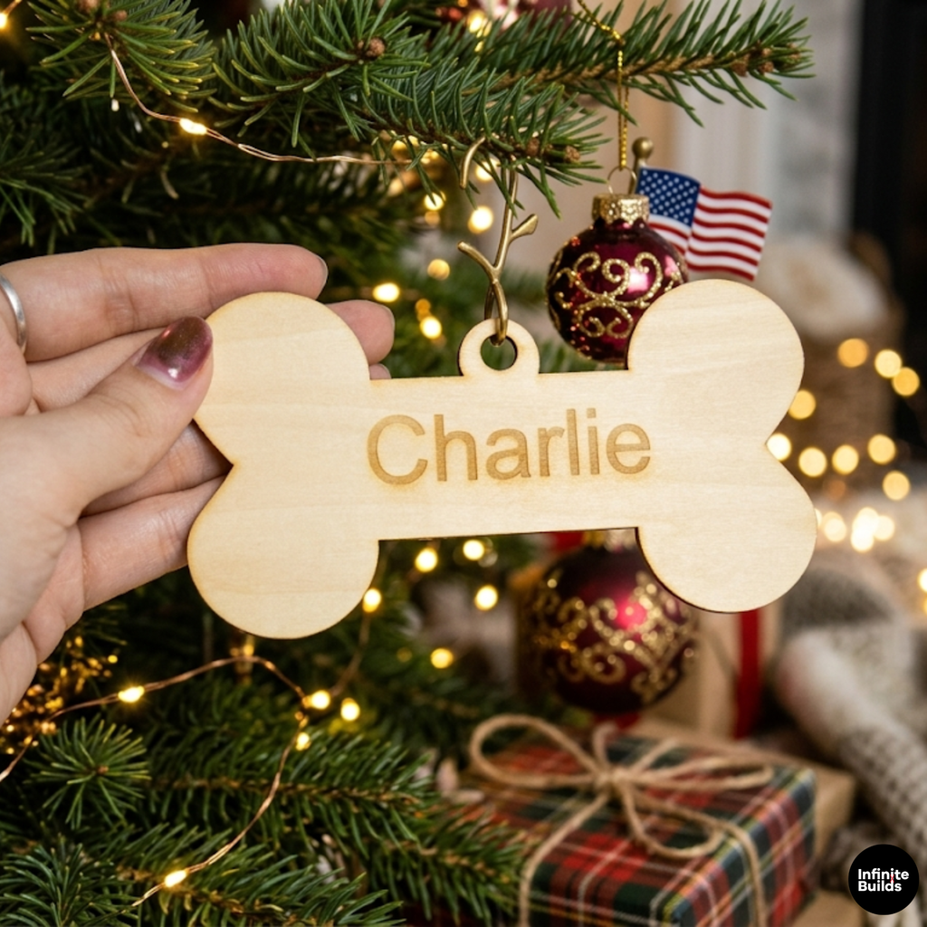 Personalized Wooden Dog Bone Tag