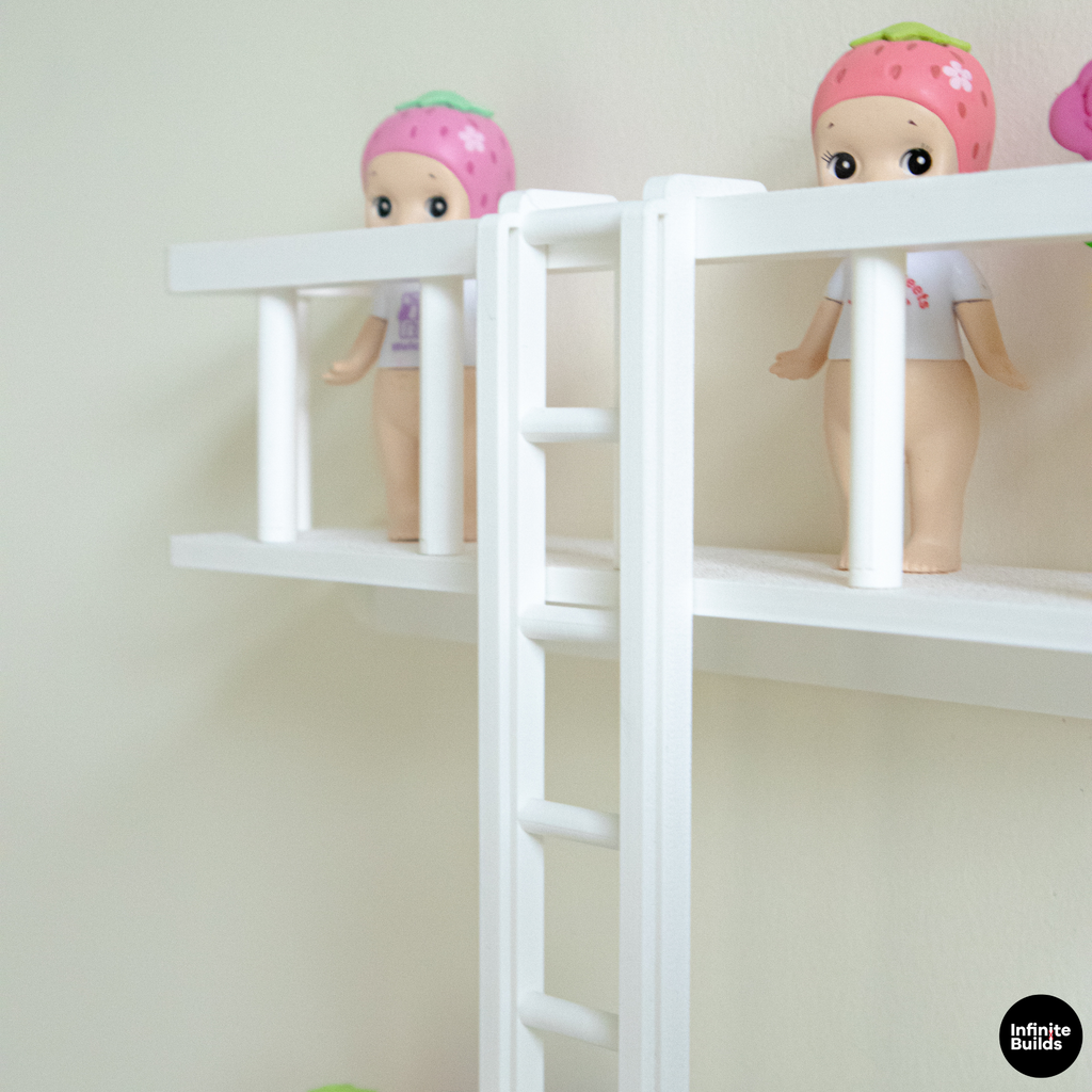Corner Fire Escape Shelf for Smiski & Sonny Angel | Mini Wall Display with Ladder | Cute Figure Shelf Decor