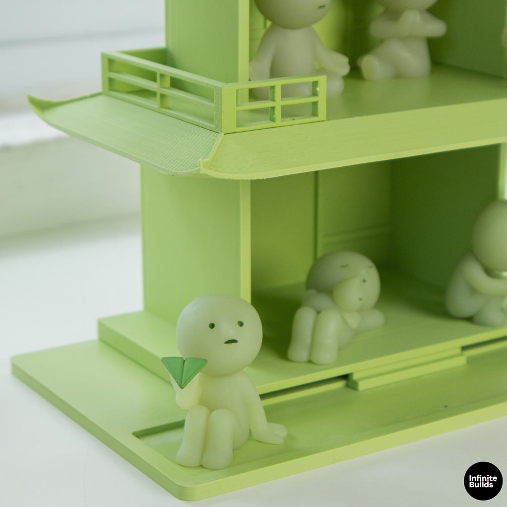 Smiski Tea House Shelf | Mini Japanese Pagoda Display | Dollhouse Decor | Desk Shelf for Mini Figures | Gift for Collectors