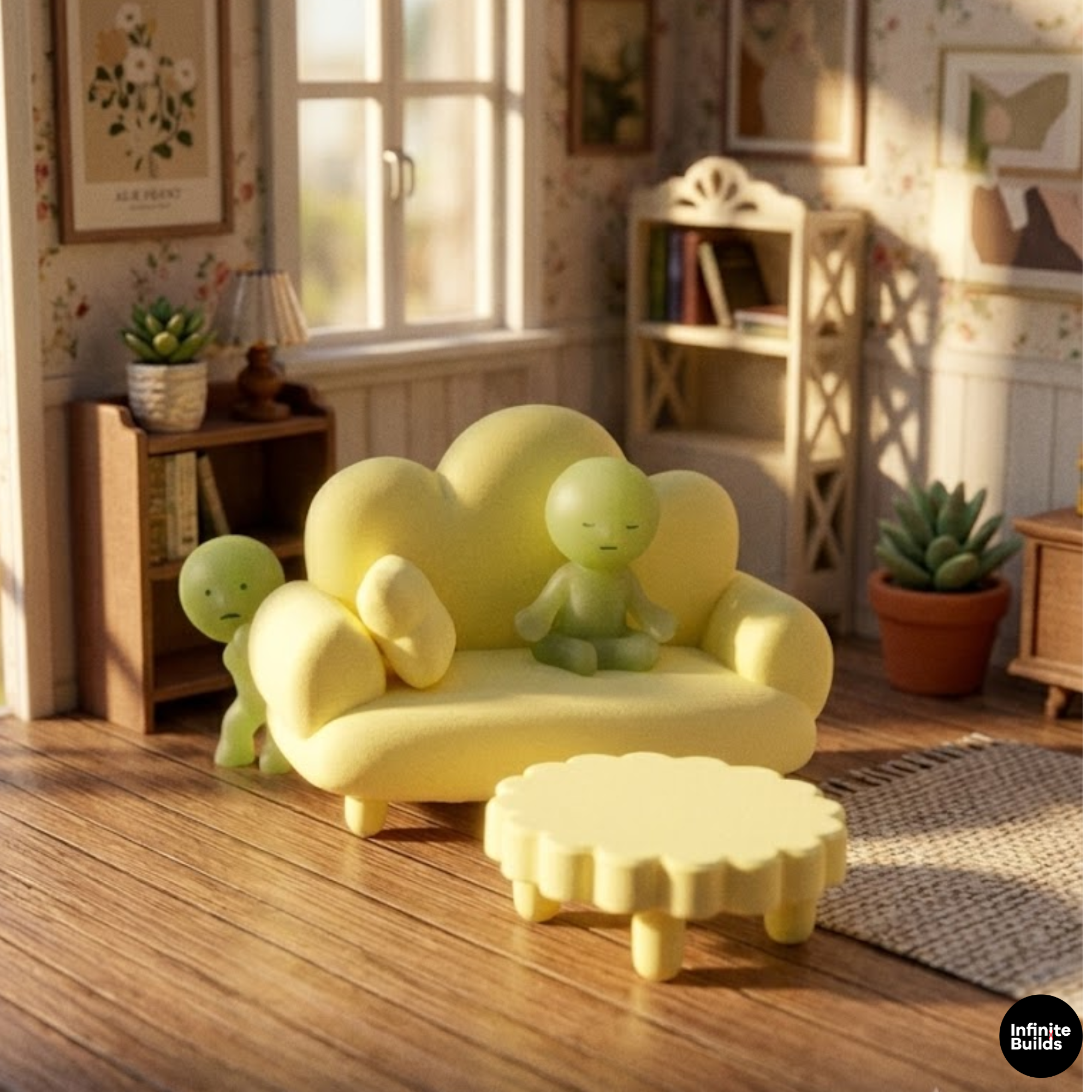 Smiski Cloud Mini Sofa & Coffee Table Set 1:12