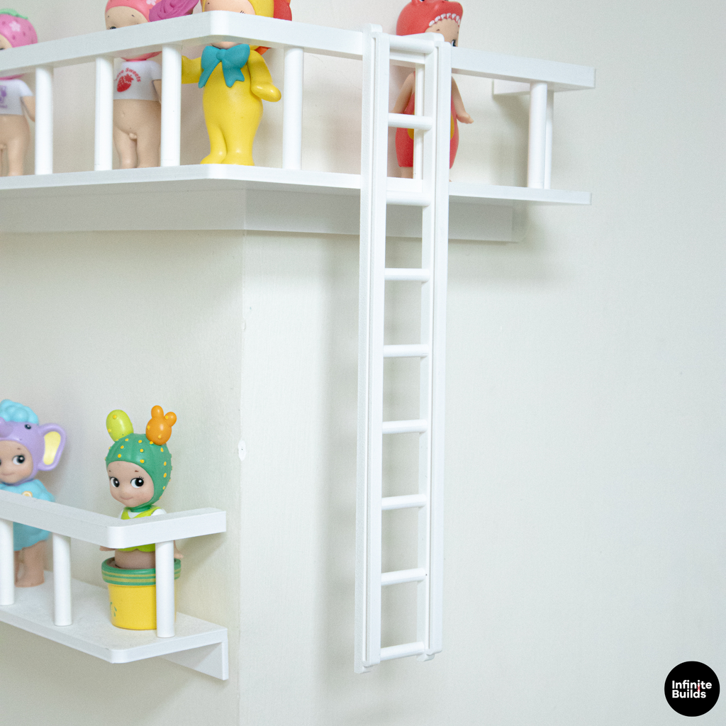 Corner Fire Escape Shelf for Smiski & Sonny Angel | Mini Wall Display with Ladder | Cute Figure Shelf Decor