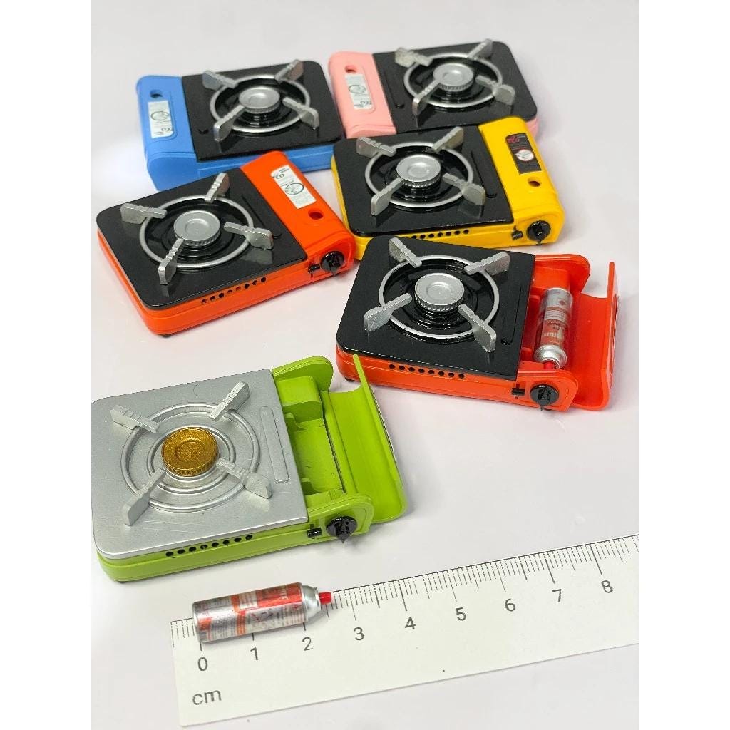 Miniature Portable Stove with Removable Fuel Can | 1:6 Scale Camping Stove | Handpainted ABS Plastic | Mini Outdoor Kitchen Accessory