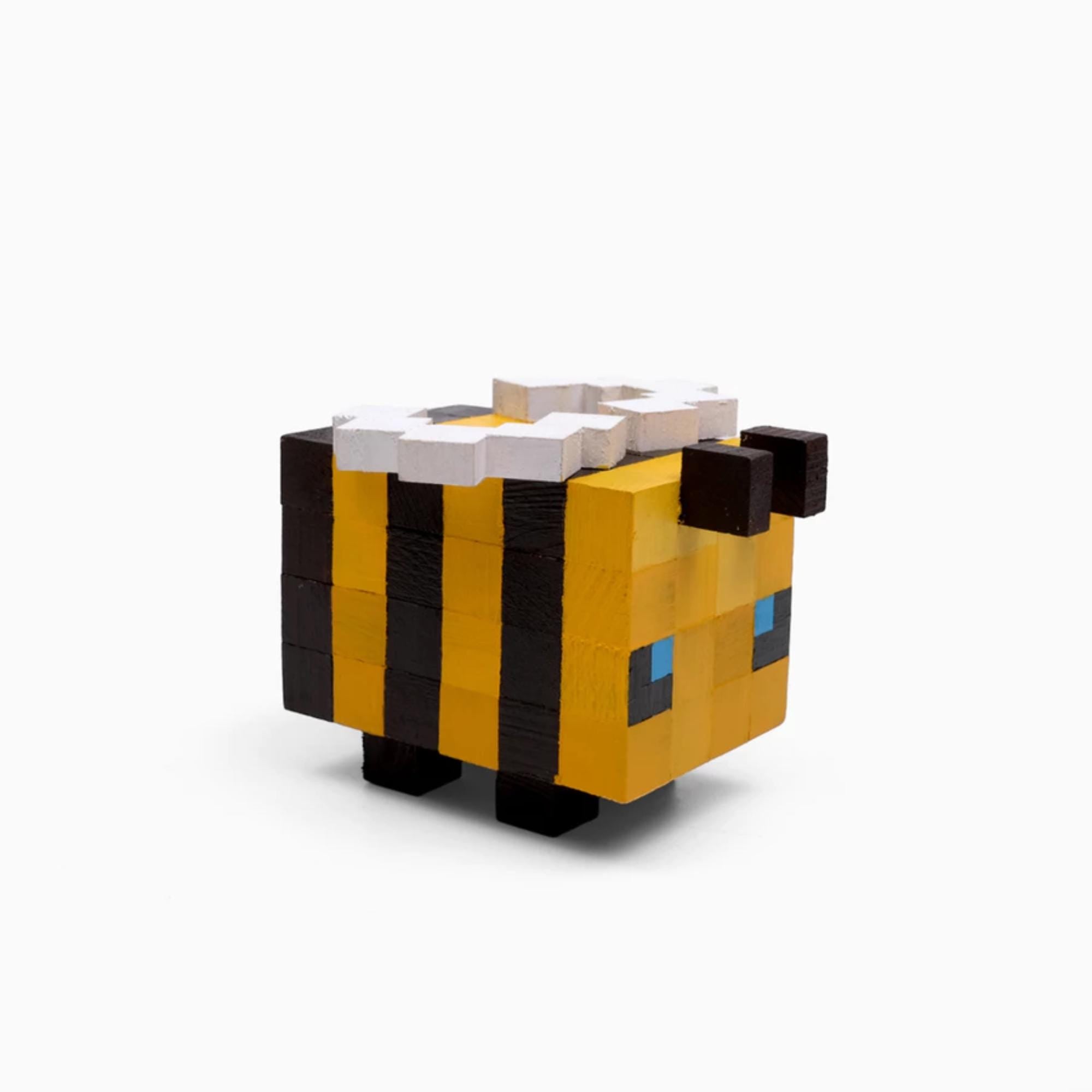 Minecraft Wooden Bee Model & DIY Painting Kit | Handmade Natural Wood Toy, Collectible Gamer Gift, Kids Craft Activity