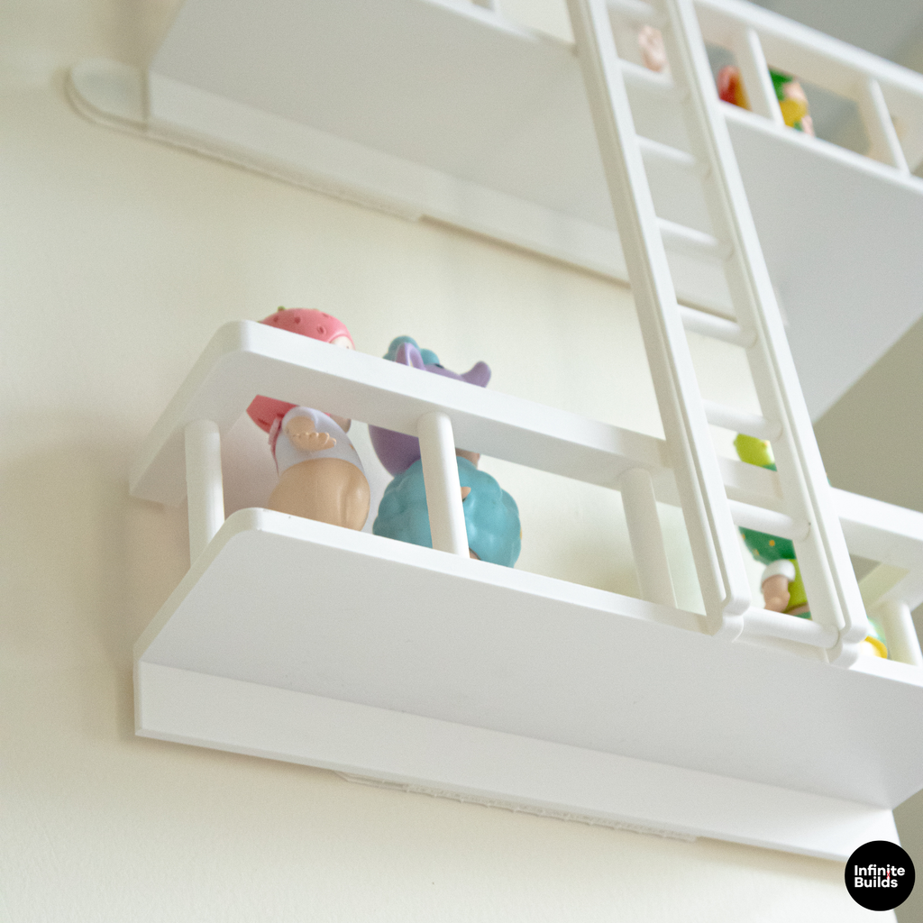 Corner Fire Escape Shelf for Smiski & Sonny Angel | Mini Wall Display with Ladder | Cute Figure Shelf Decor