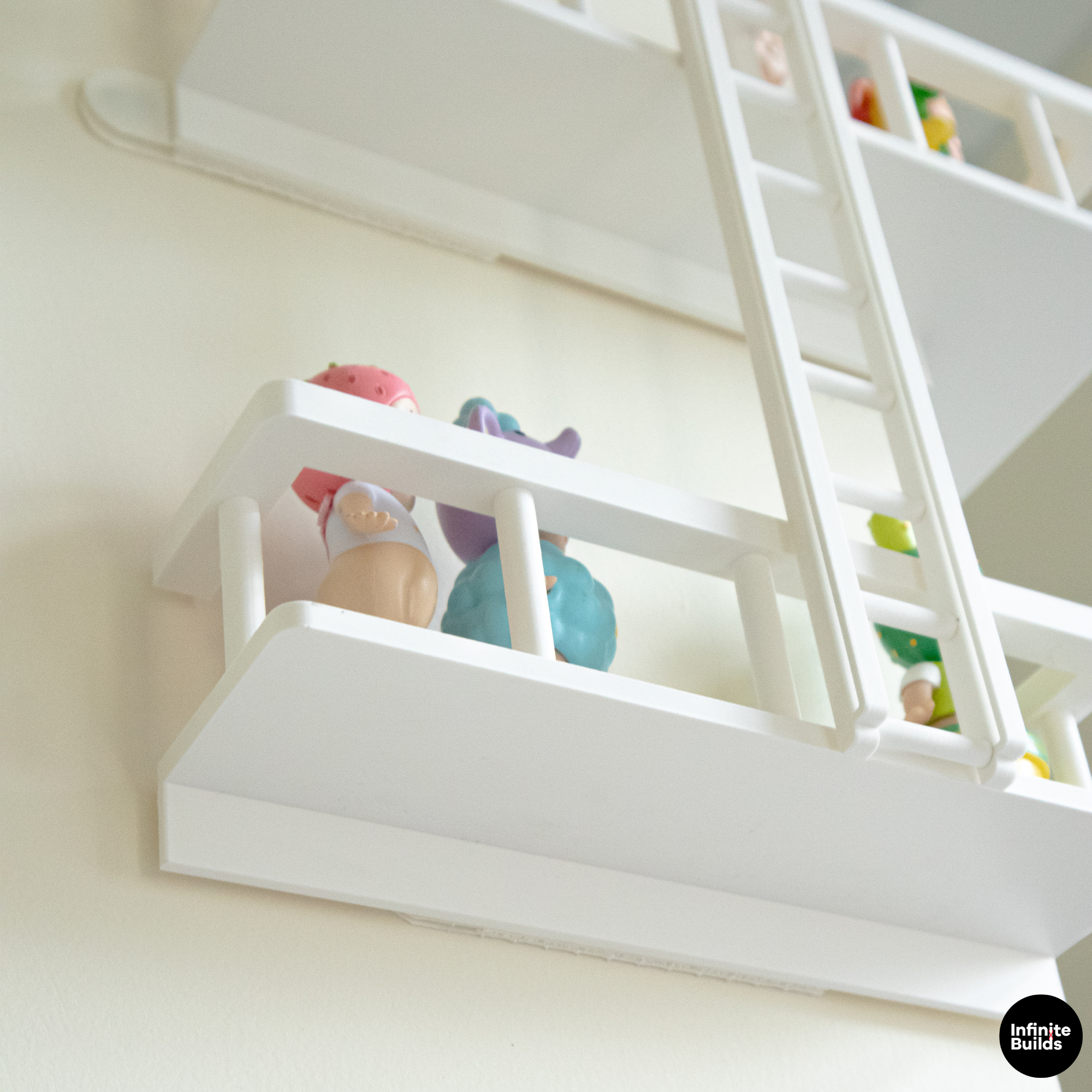 Corner Fire Escape Shelf for Smiski & Sonny Angel | Mini Wall Display with Ladder | Cute Figure Shelf Decor