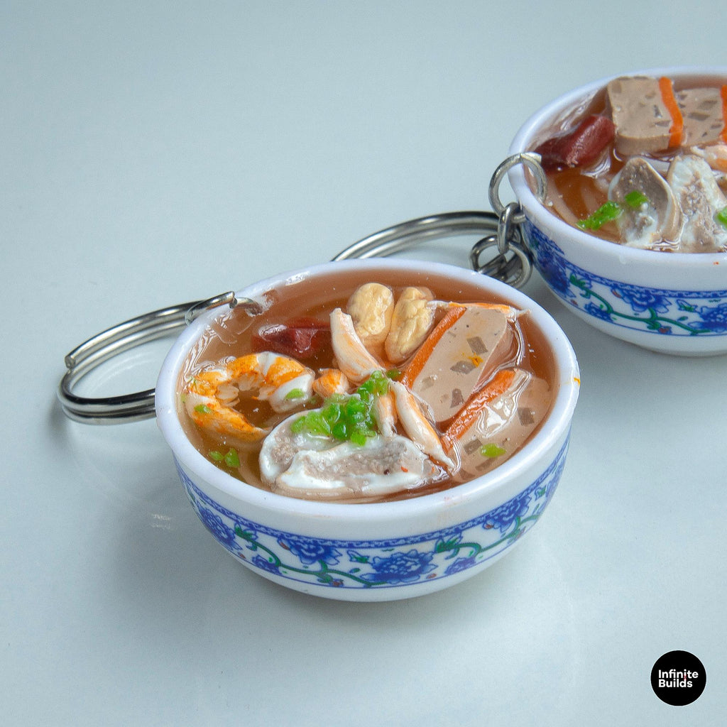 Mini Banh Canh Cua Keychain: Vietnamese Polymer Clay Food Charm