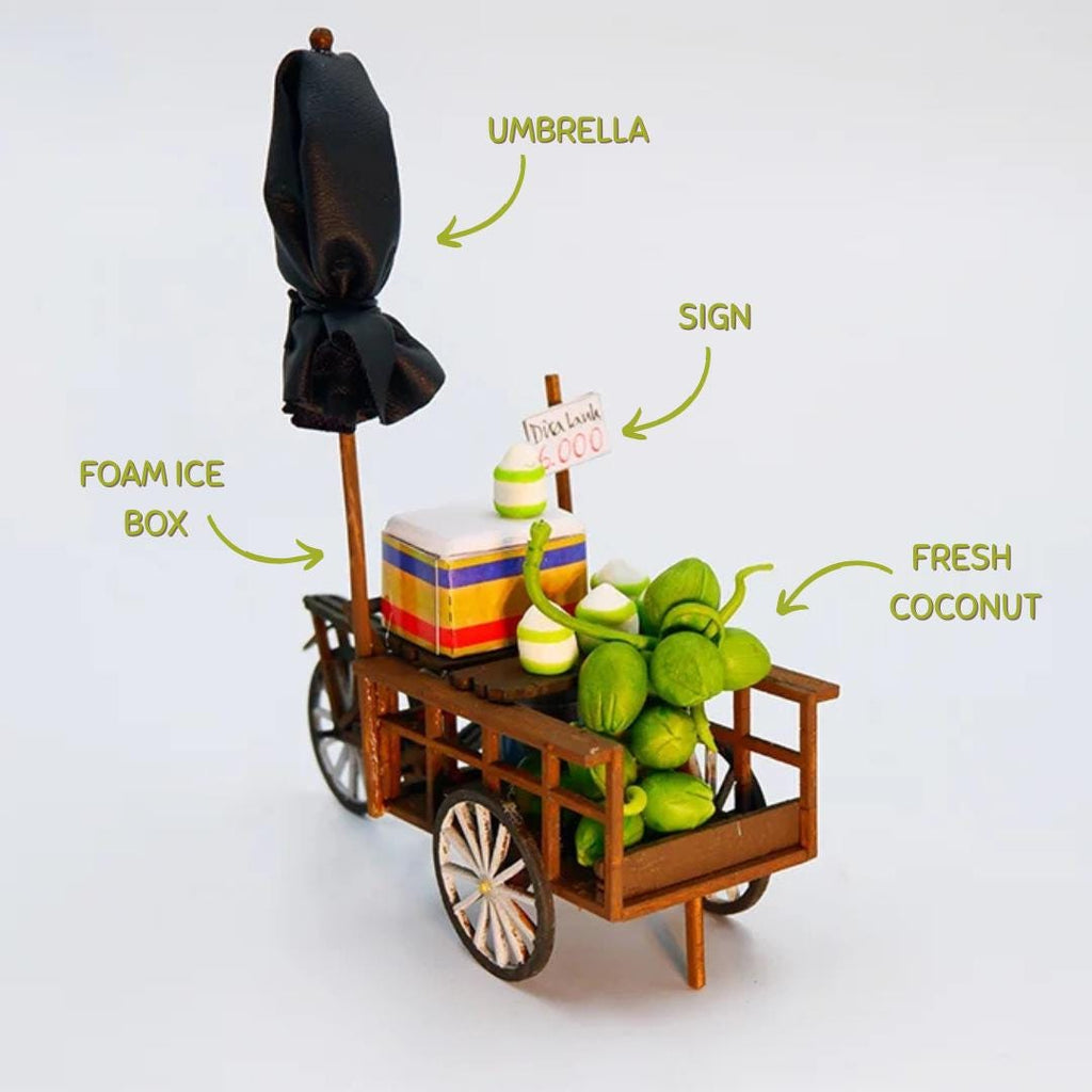 Vietnamese Coconut Street Cart DIY Kit: 3D Wooden Puzzle