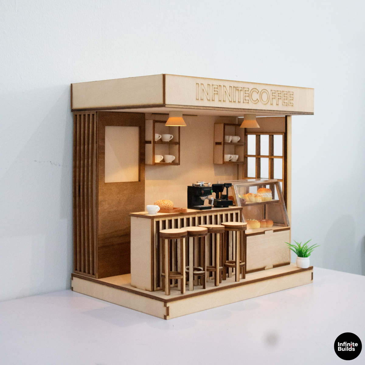Infinite Coffee Laser Cut Wooden Miniature Kit 1:24