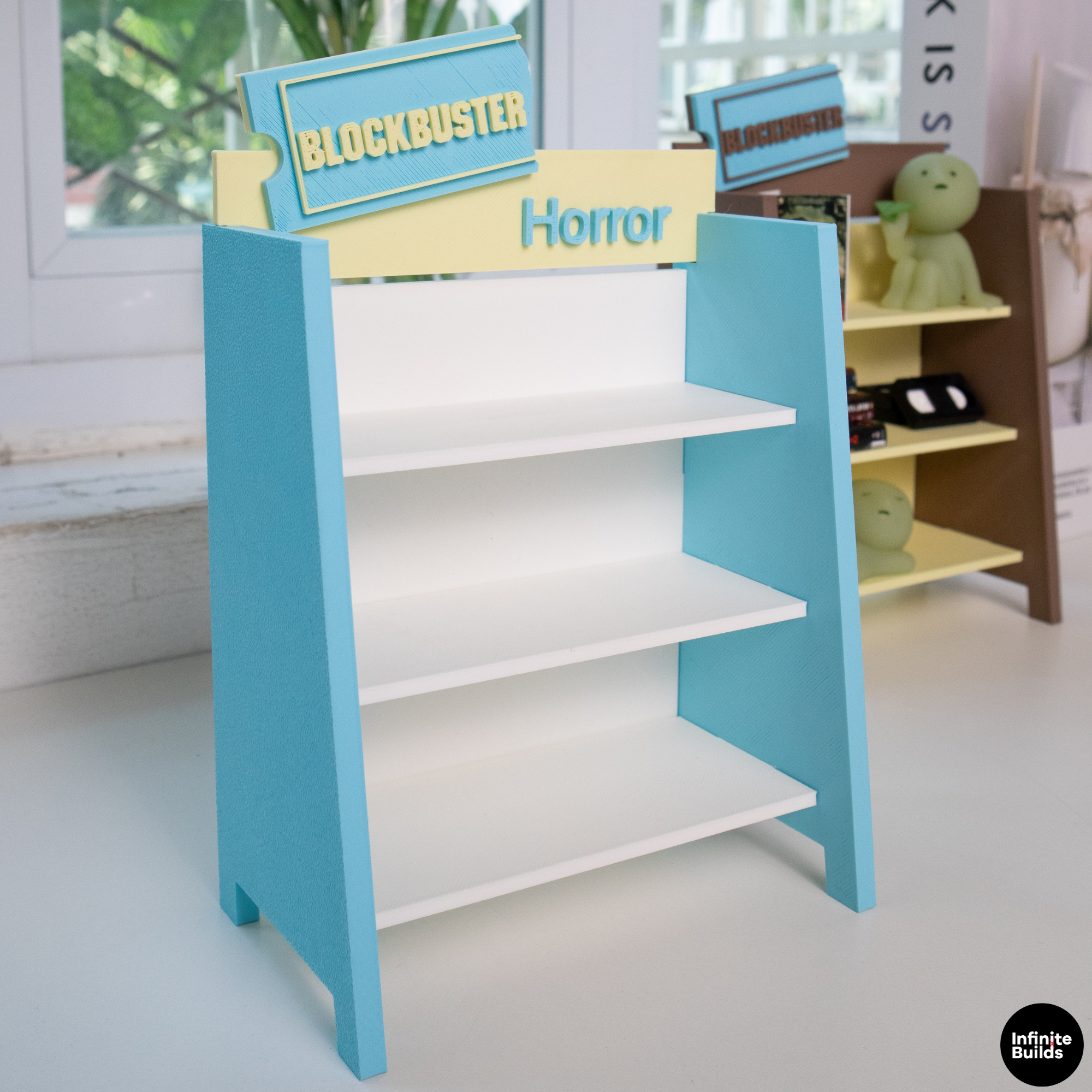 Mini VHS Display Shelf 1:12 | Retro Video Store Stand | Blockbuster Style Decor | Mini Movie Shelf | Collector Gift