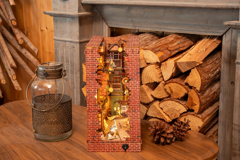 DIY Wizard Alley Book Nook Kit: Miniature Bookshelf Insert with LED