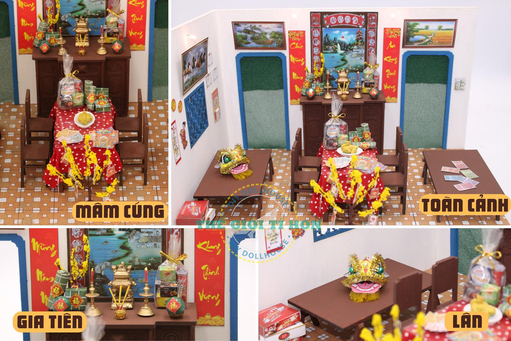 Miniature Vietnamese New Year Indoor DIY Kit | Vietnamese Dollhouse | Lunar New Year Gift | Mô Hình Tết Sum Vầy | Make Your Own Dollhouse