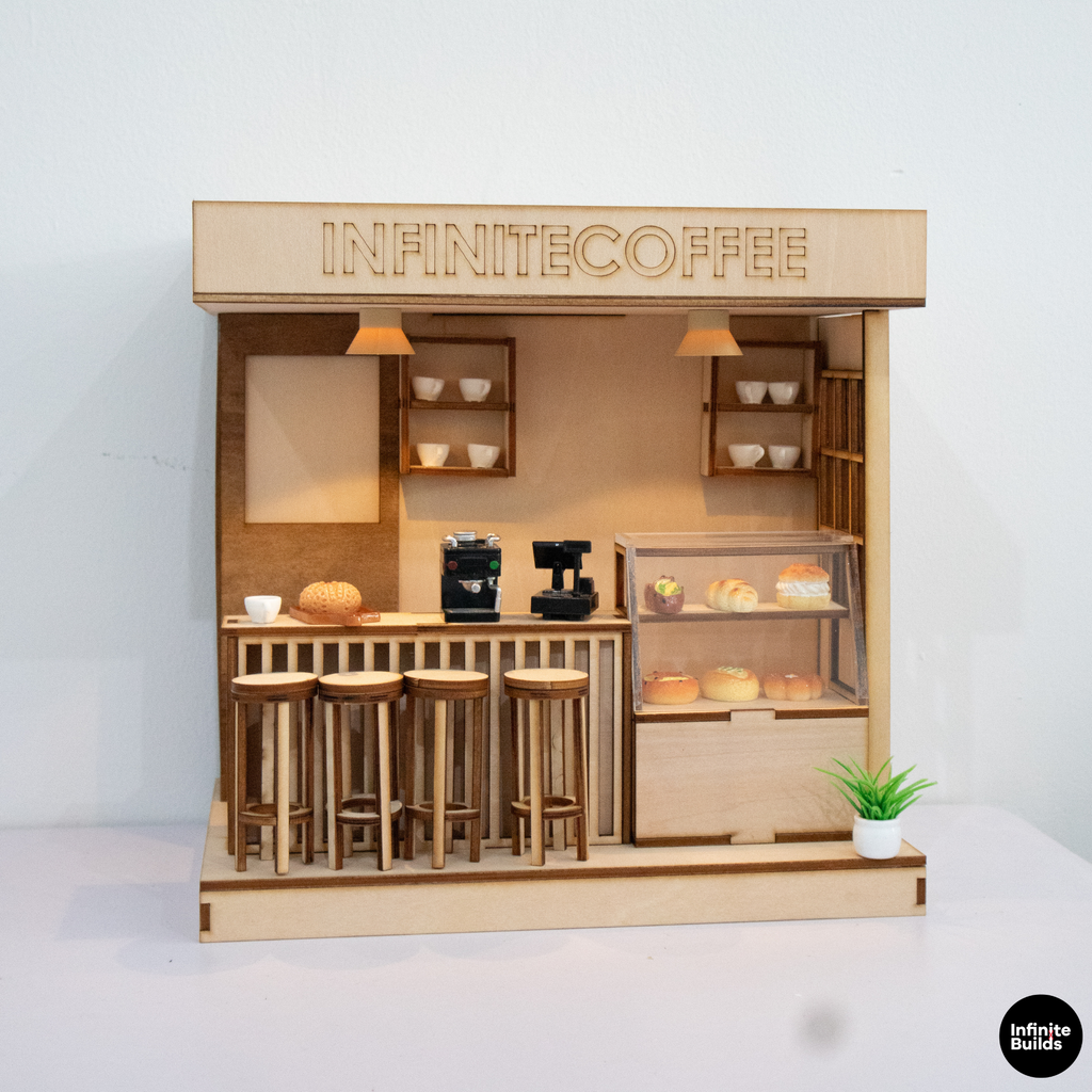 Infinite Coffee Laser Cut Wooden Miniature Kit 1:24