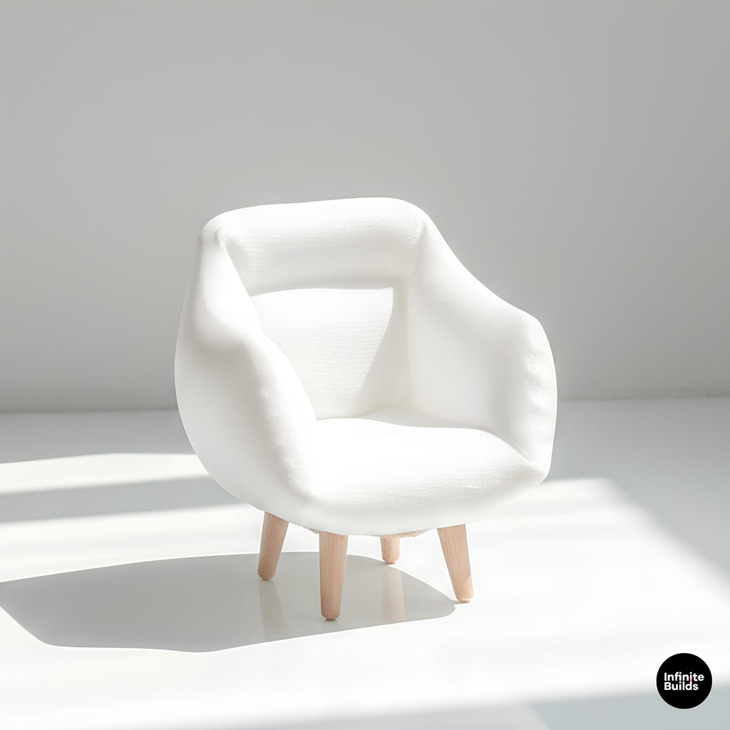 Mini Modern Sofa Chair | 1:12 Dollhouse Furniture | 3D Printed Lounge Chair | Minimal Dollhouse Decor | Gift for Collectors