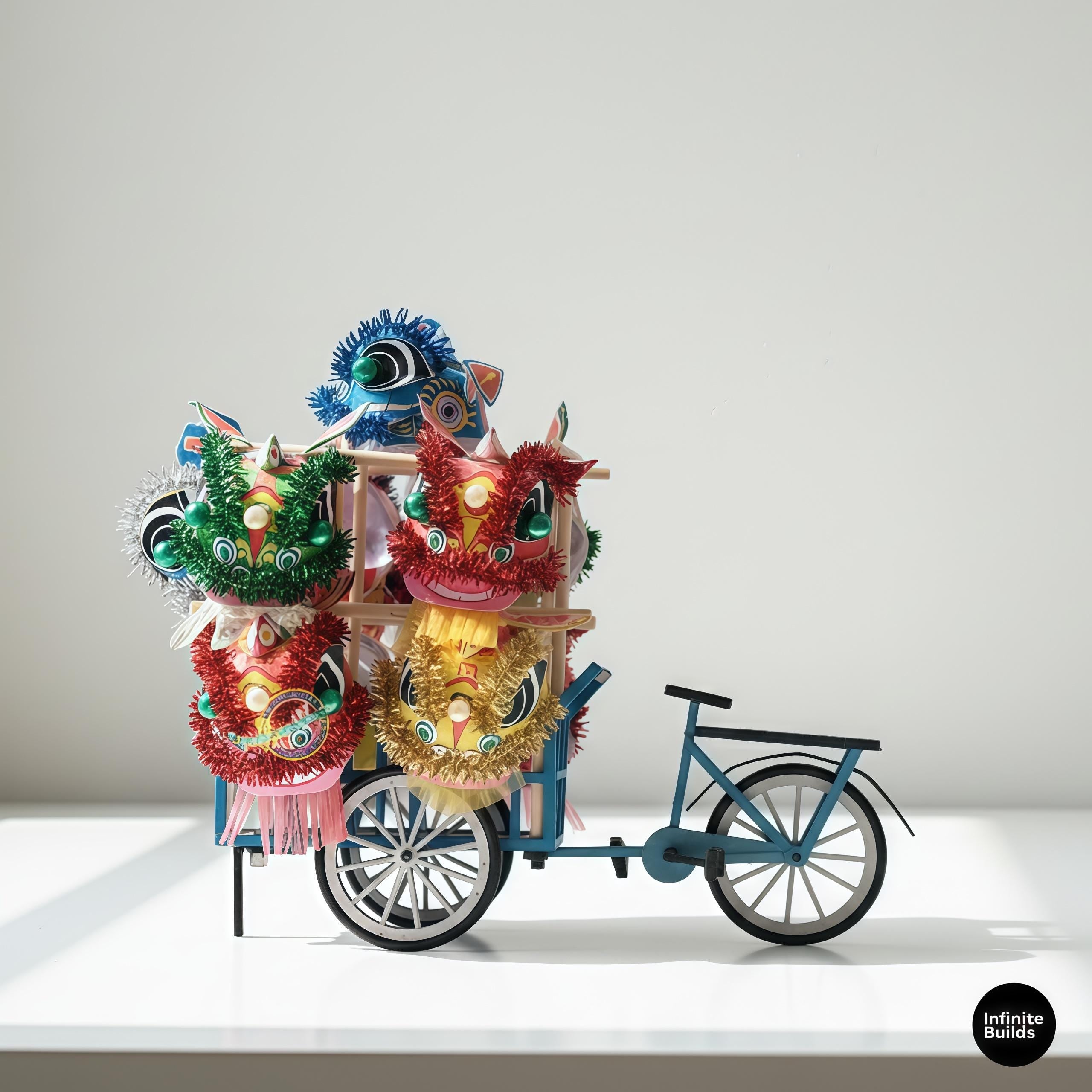 Miniature Lion Dance Street Cart | 1:12 Scale | DIY Kit | Vietnamese Miniature | Miniatures for Dollhouse | Dollhouse Kit