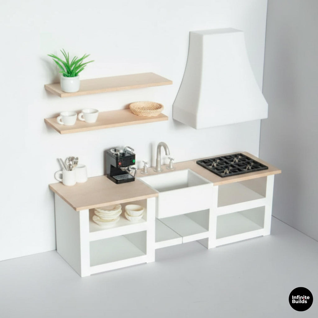 Modern Miniature Kitchen Set | Dollhouse Kitchen | 1:12 Scale