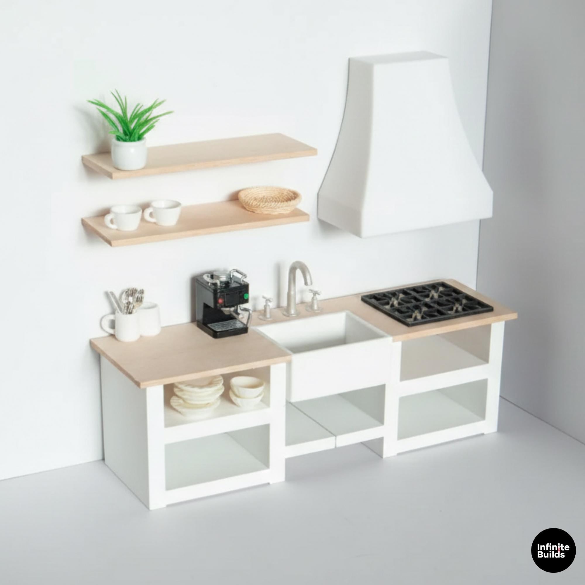 Modern Miniature Kitchen Set | Dollhouse Kitchen | 1:12 Scale