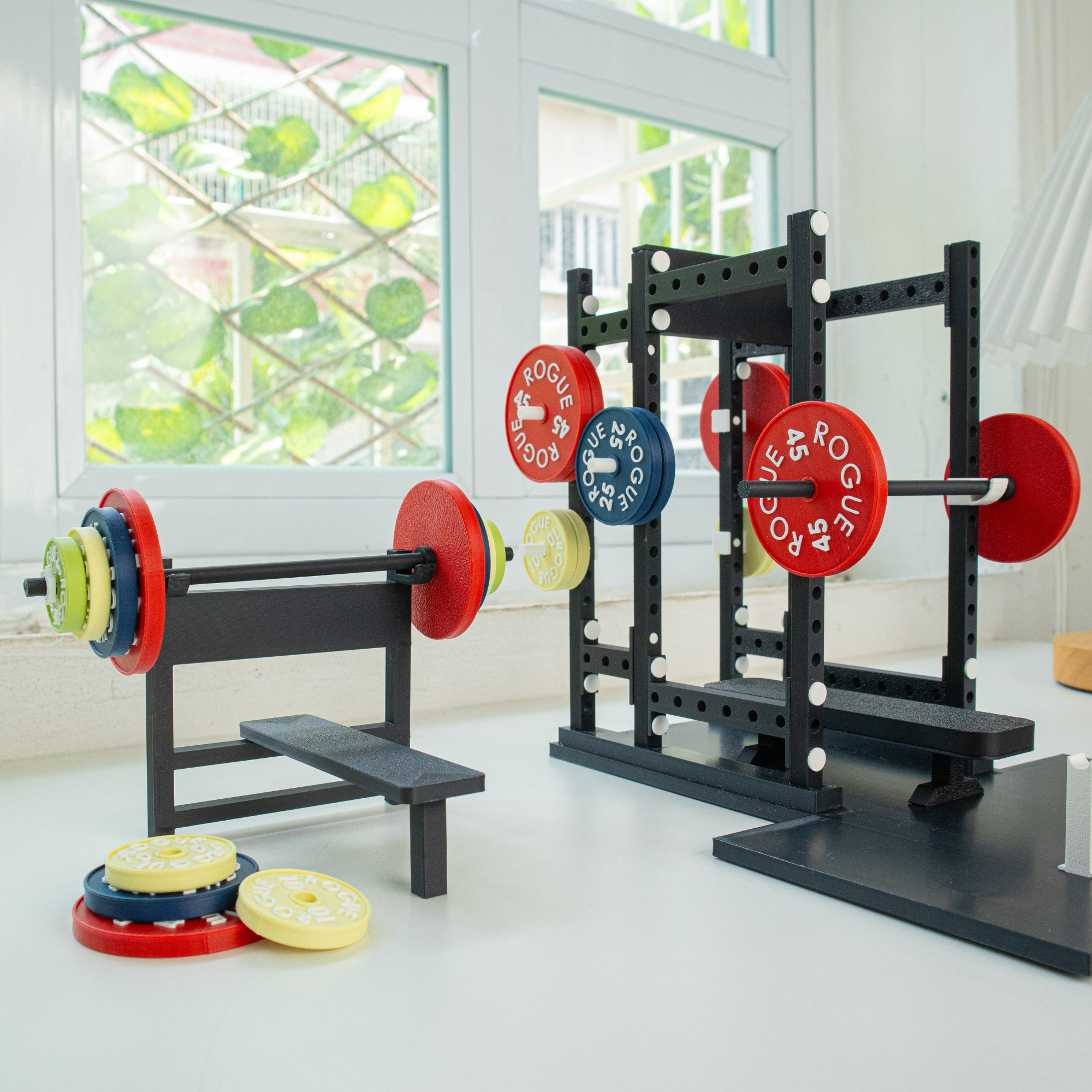 Fitness Powerlifting PR Tracker | 1:12 Mini Gym Bench Press Set | Custom Personal Record Display | Dollhouse Gym Decor | Gift for Gym Lovers