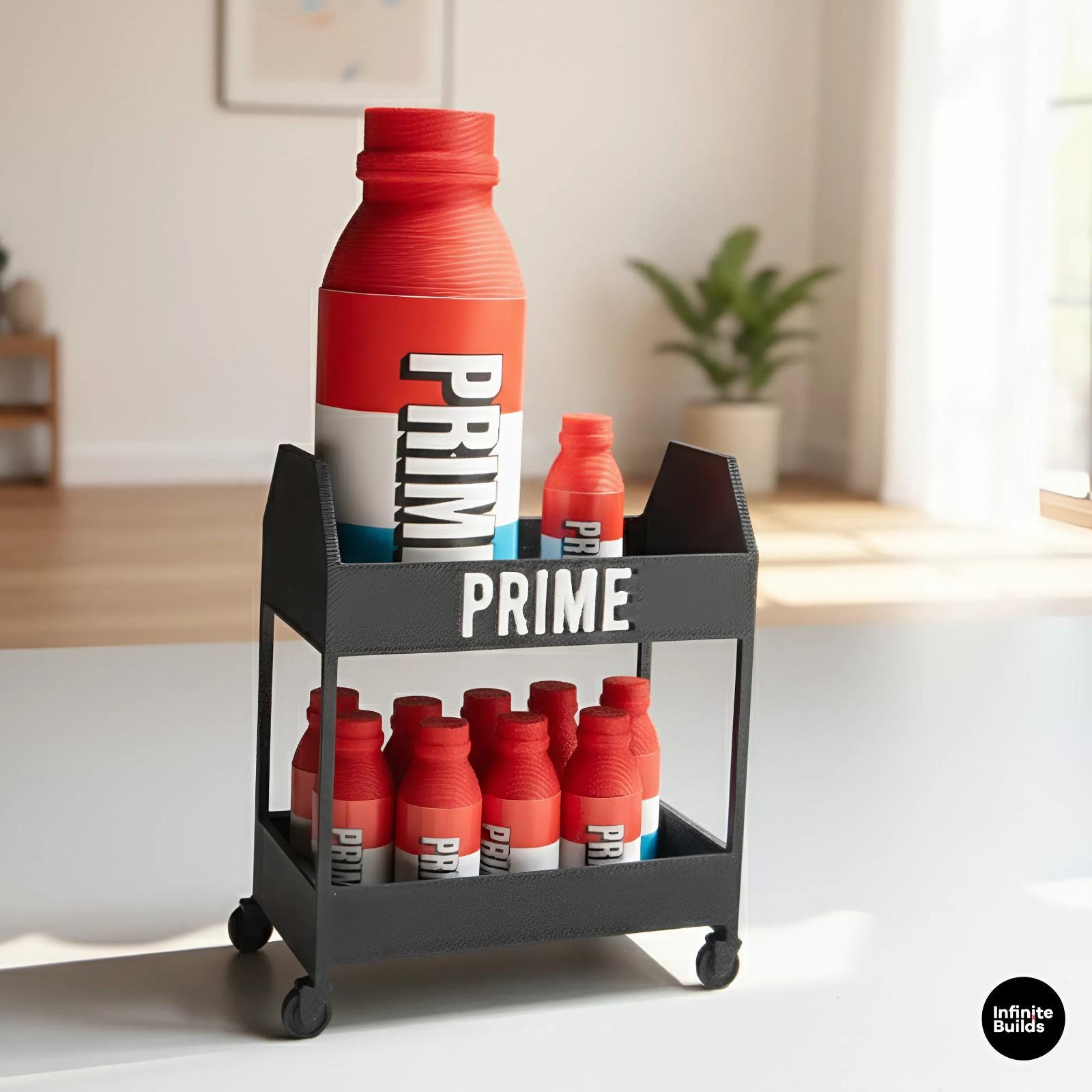 PRIME Miniature Cart and Bottles | WWE-Inspired | Miniatures | Dollhouse | Desk Decoration