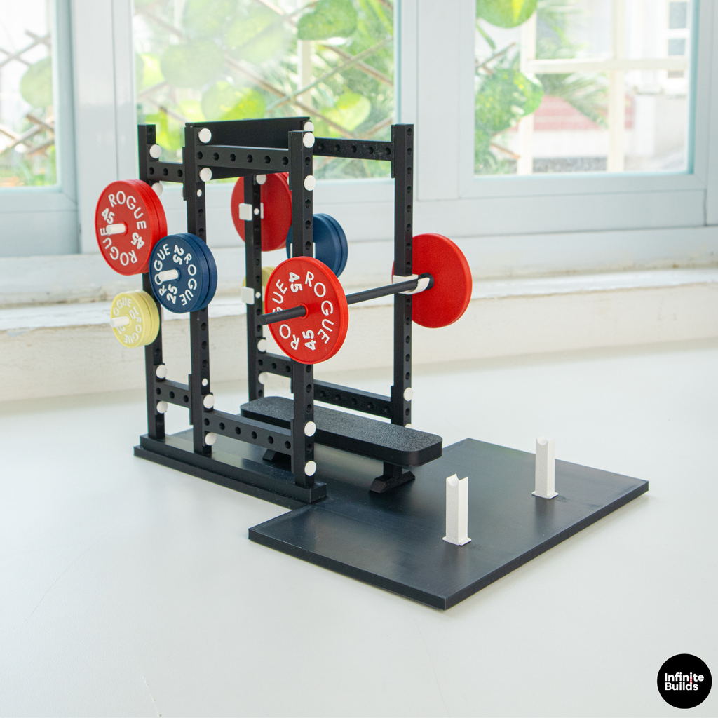Fitness Powerlifting PR Tracker | 1:12 Mini Gym Bench Press Set | Custom Personal Record Display | Dollhouse Gym Decor | Gift for Gym Lovers