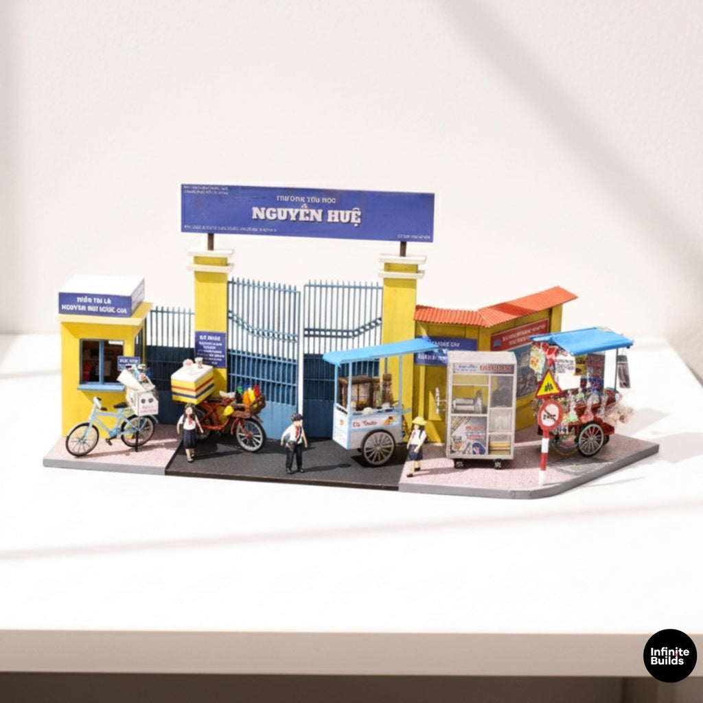 Miniature Vietnamese School Gate DIY Kit: Collectible Diorama
