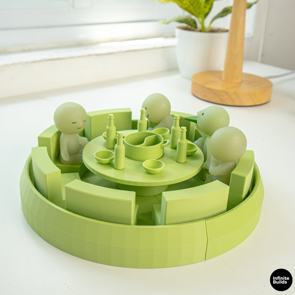 Mini Chinese Hot Pot Scene for Smiski | Smiski Display Shelf | Tiny Hotpot Table Set | Collector Decor