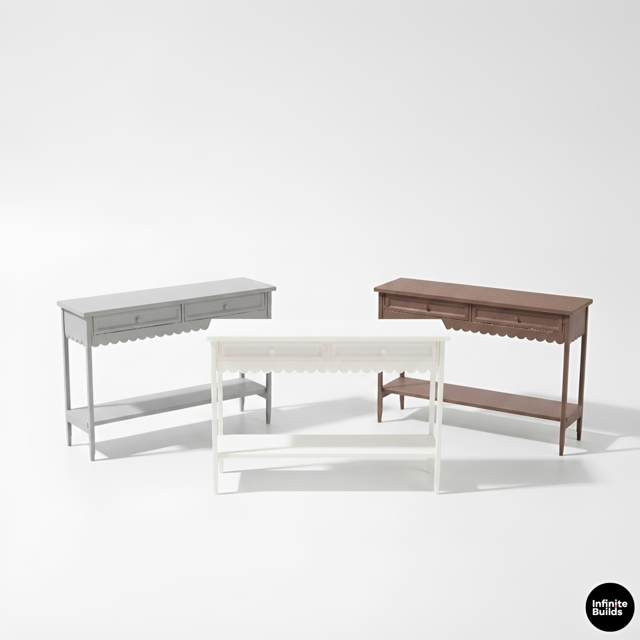 Miniature Console Table 1:12 Scale | Dollhouse Entry Table | Tiny Farmhouse Shelf Cabinet | Dollhouse Furniture Decor