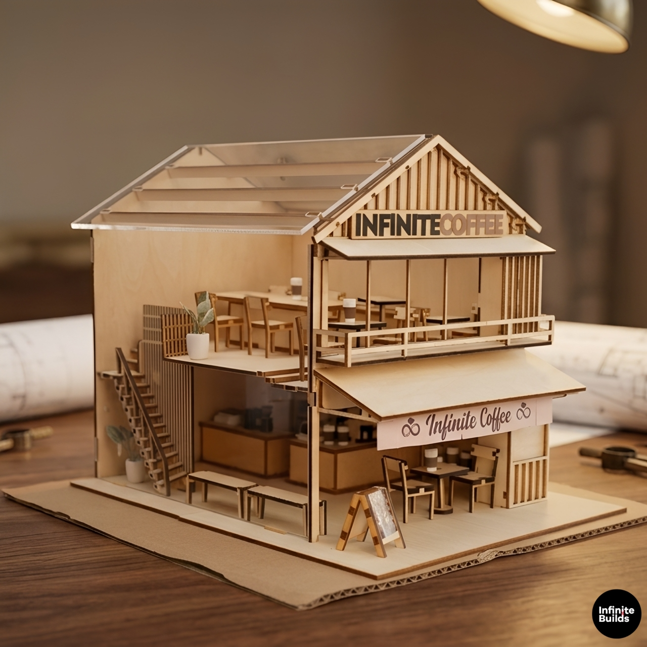 Modern Coffee Shop Miniature Kit 1:32