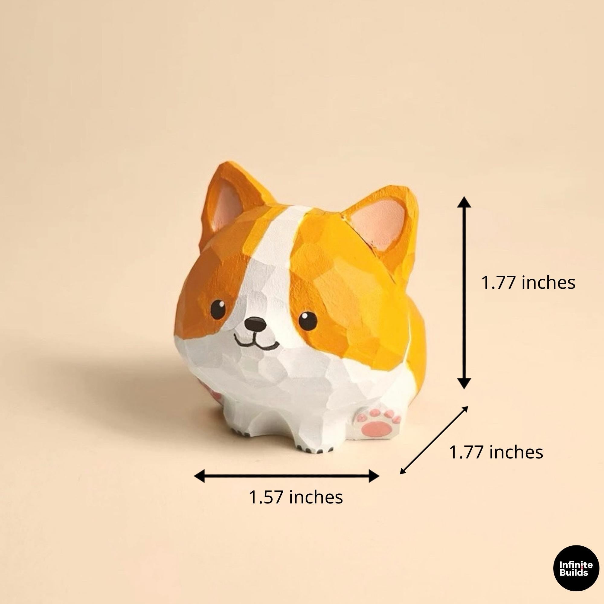 Chunky Corgi Wooden Figurine Keychain | Mini Desk Decor | Handmade Wood Animal | Cozy Cute Style | Gift for Dog Lovers