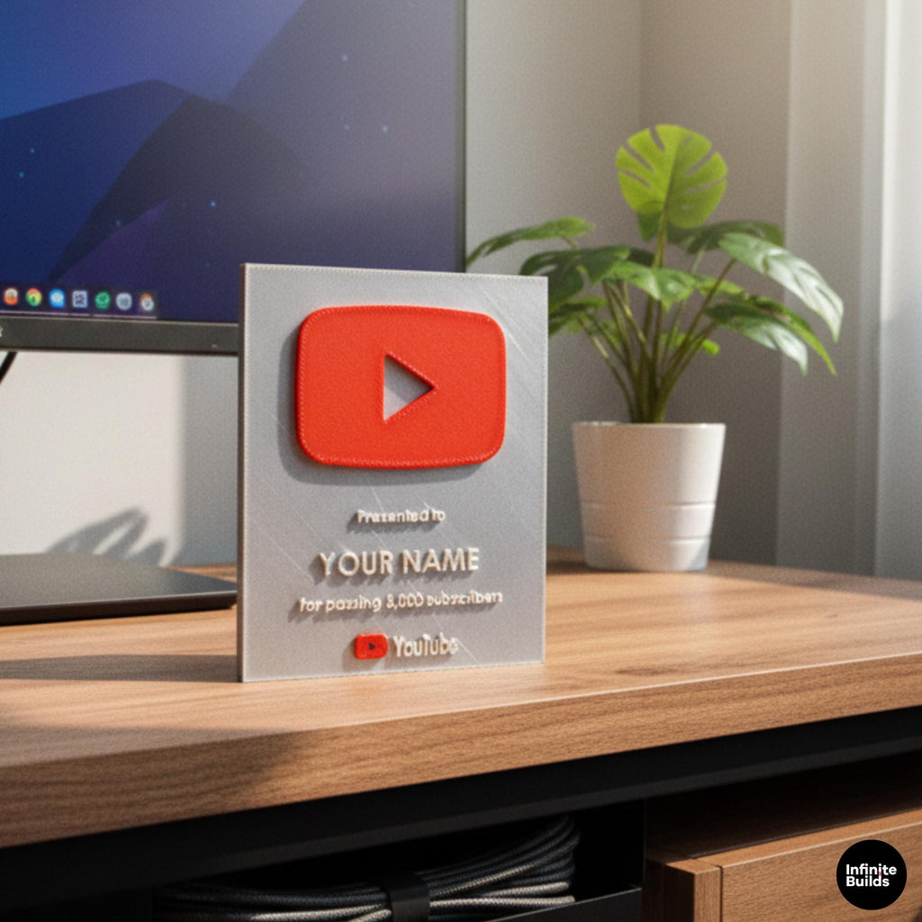 Custom YouTube Creator Award | Personalized  3D Printed Desk Decor | Personalized Award Gift | Content Creator Inspired | Milestone Gift